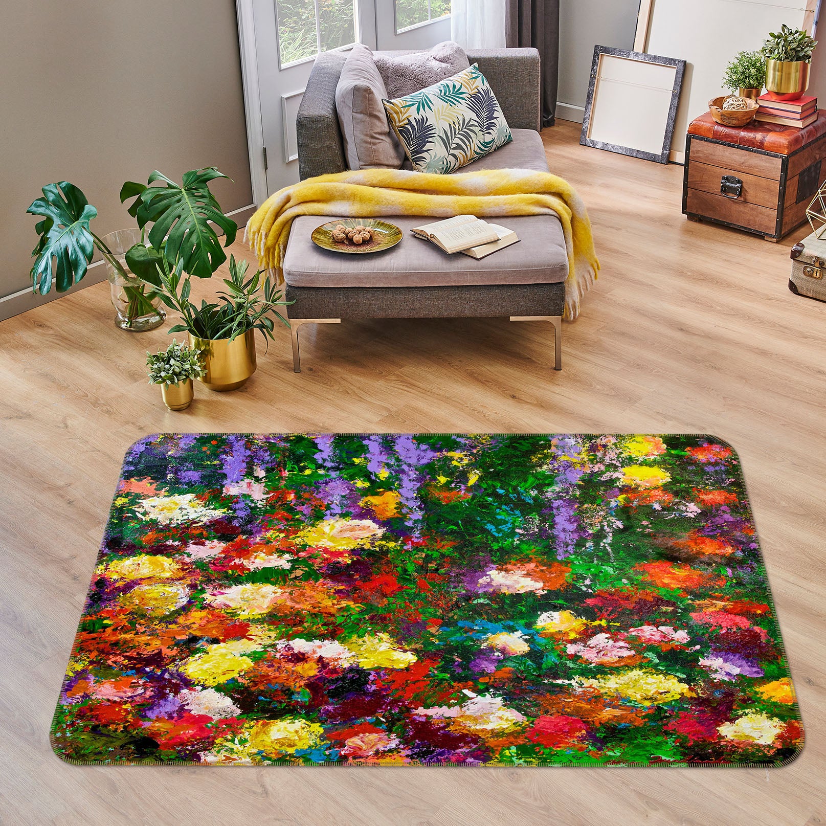 3D Painted Flowers 1067 Allan P. Friedlander Rug Non Slip Rug Mat