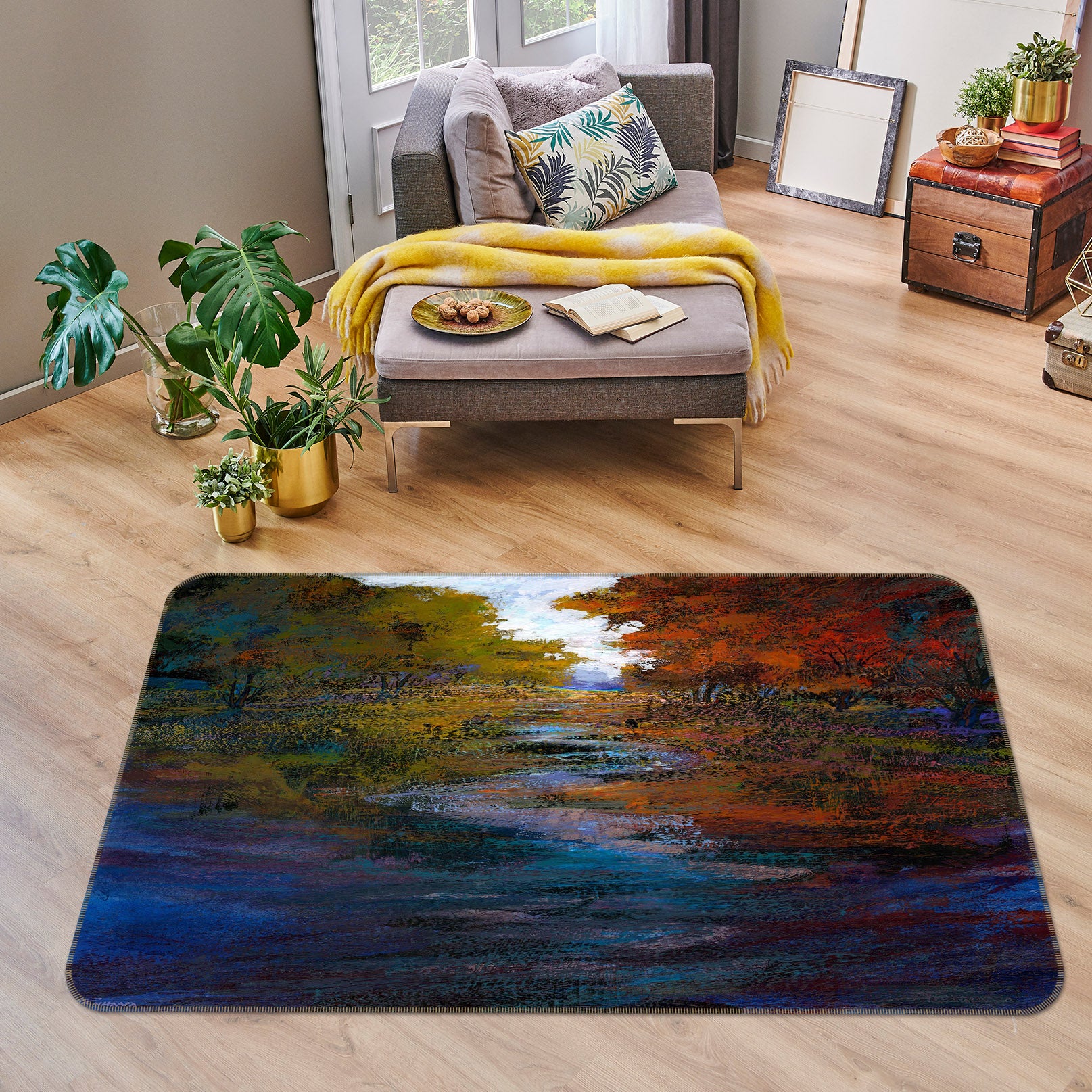 3D Forest River 1038 Michael Tienhaara Rug Non Slip Rug Mat