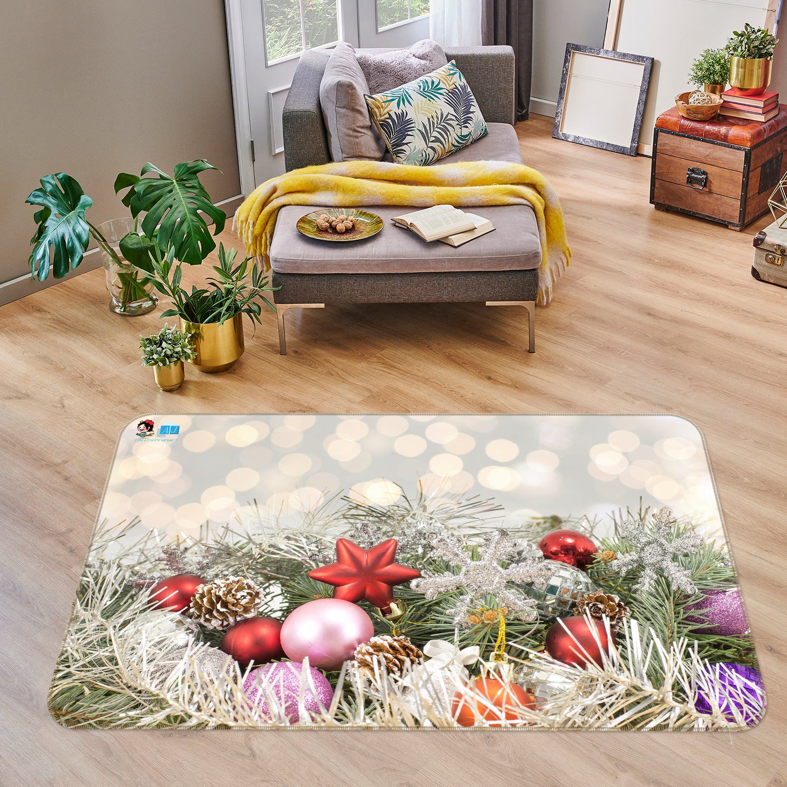 3D Branch Aperture 56115 Christmas Non Slip Rug Mat Xmas