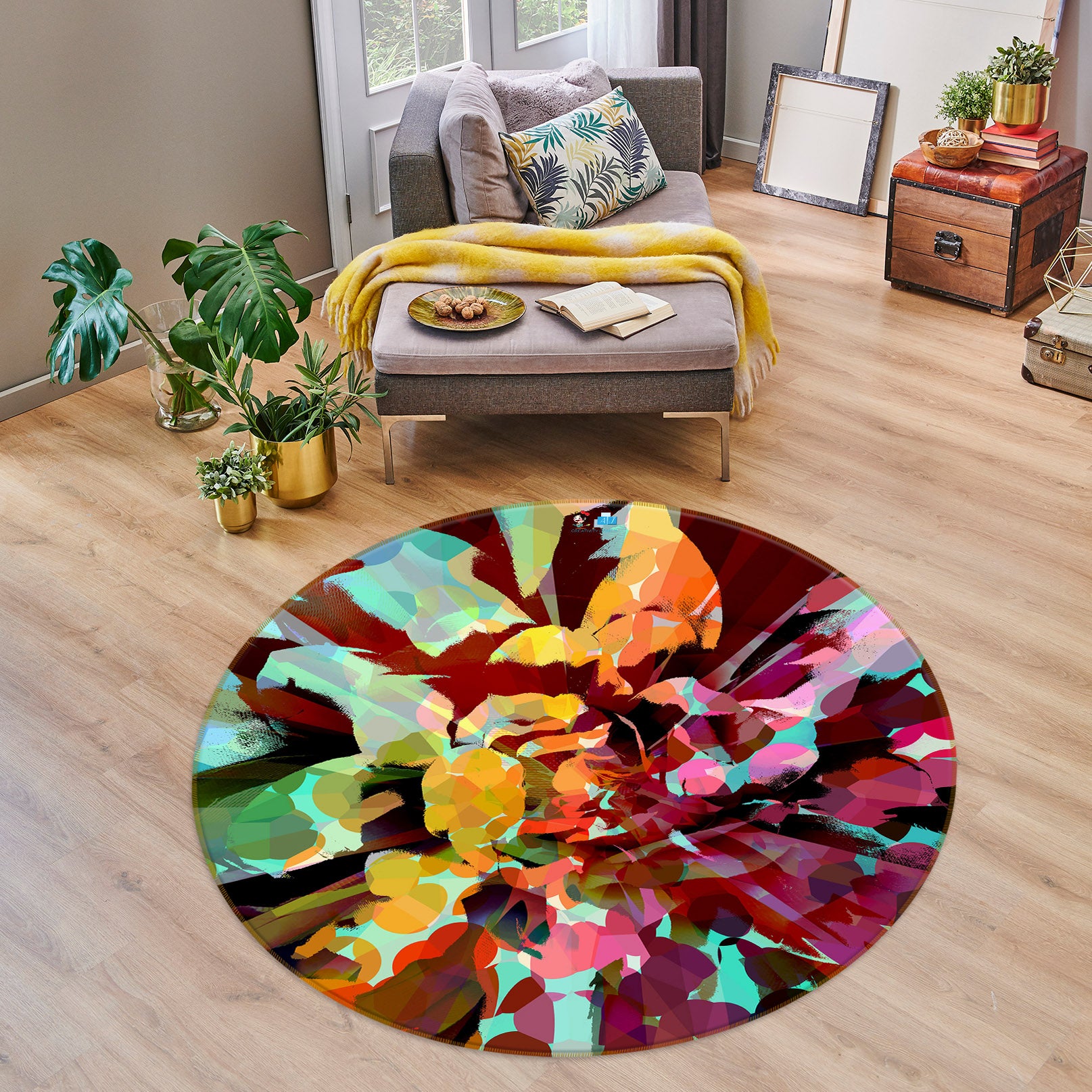 3D Color Pattern 191101 Shandra Smith Rug Round Non Slip Rug Mat