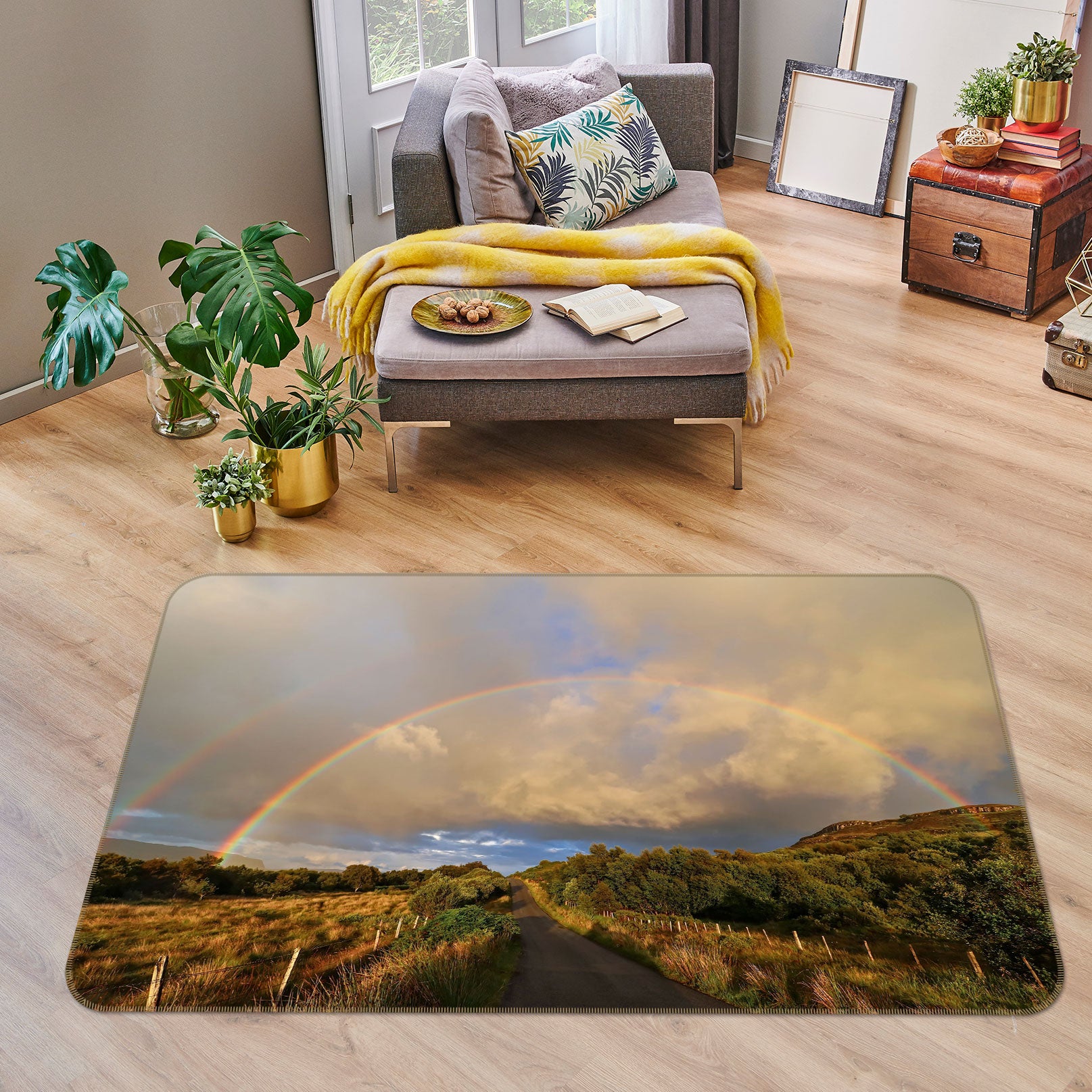 3D Scottish Rainbow 1019 Jerry LoFaro Rug Non Slip Rug Mat