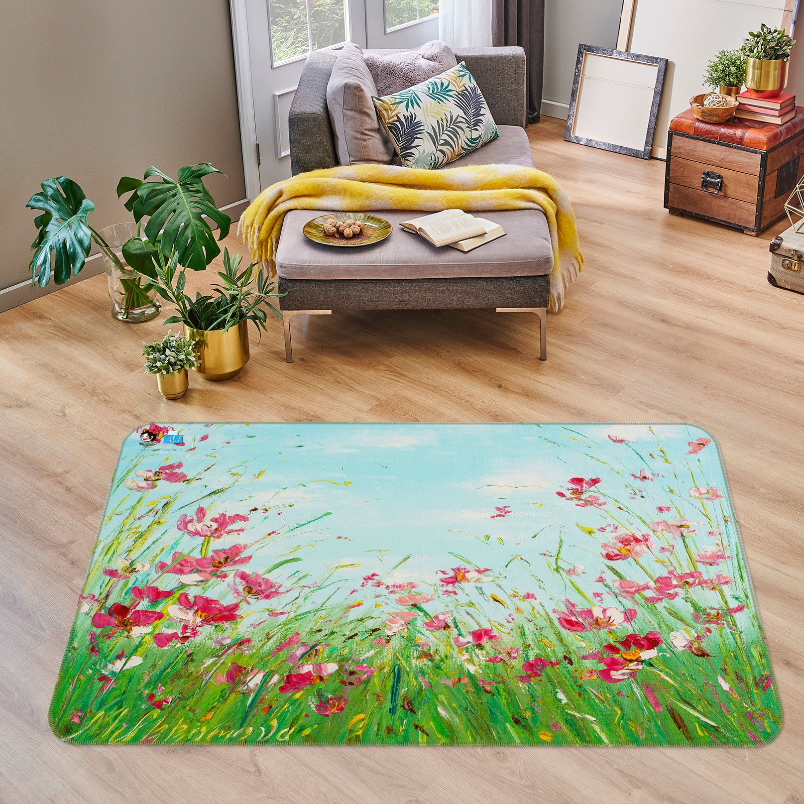 3D Pink Flower 1146 Skromova Marina Rug Non Slip Rug Mat