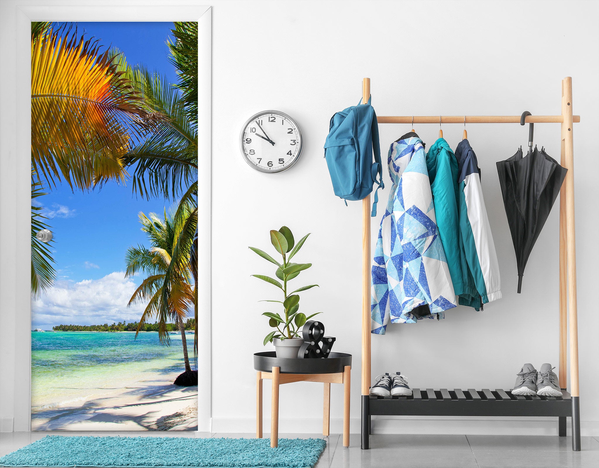 3D Beach Sea Tree 239 Door Mural