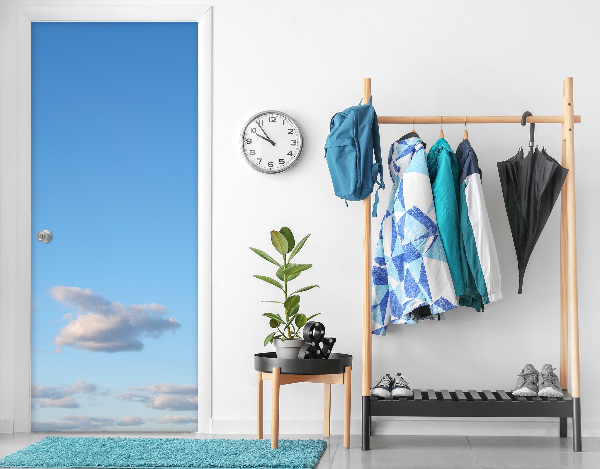 3D White Cloud 5143 Assaf Frank Door Mural