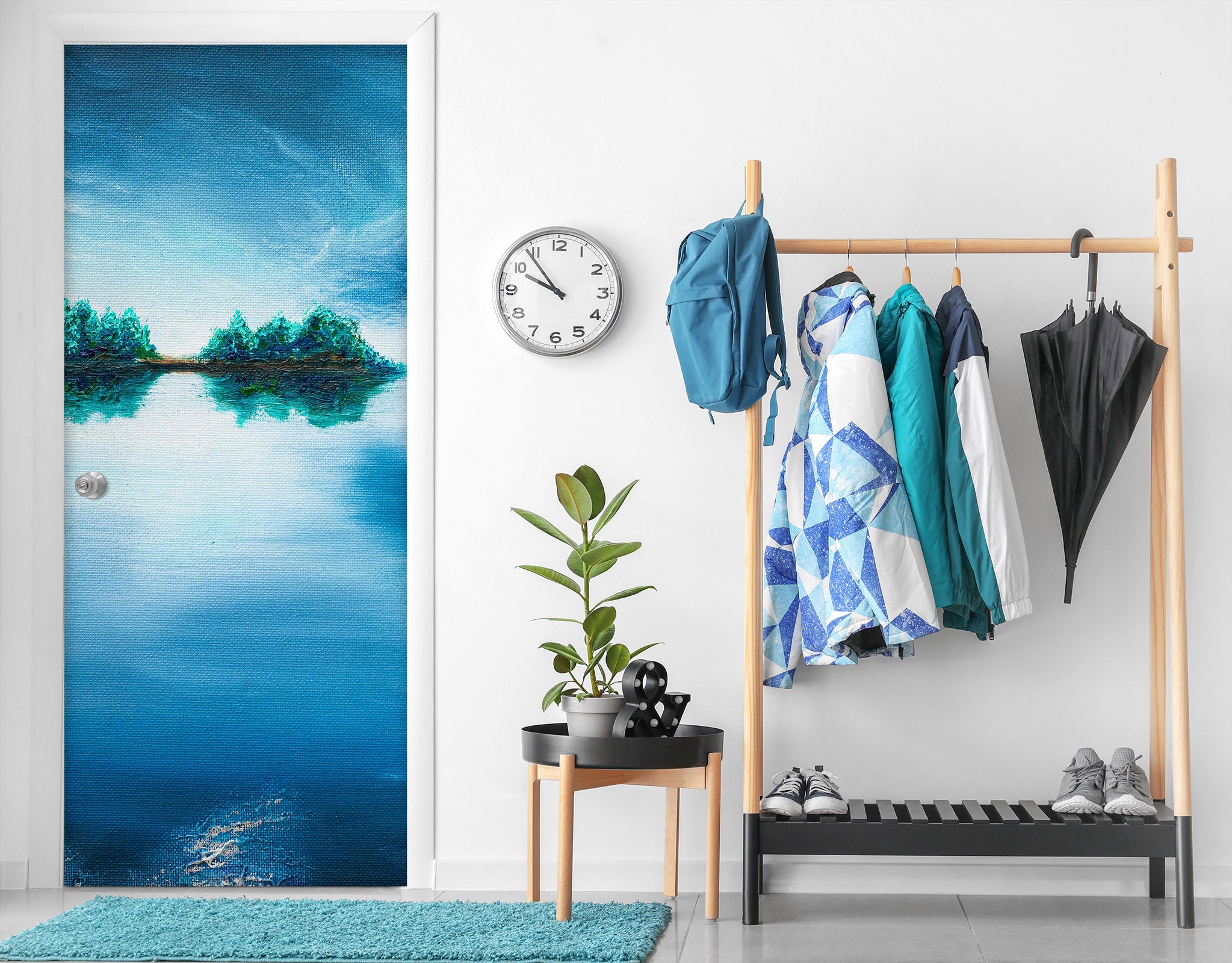 3D Lake Trees 9423 Marina Zotova Door Mural