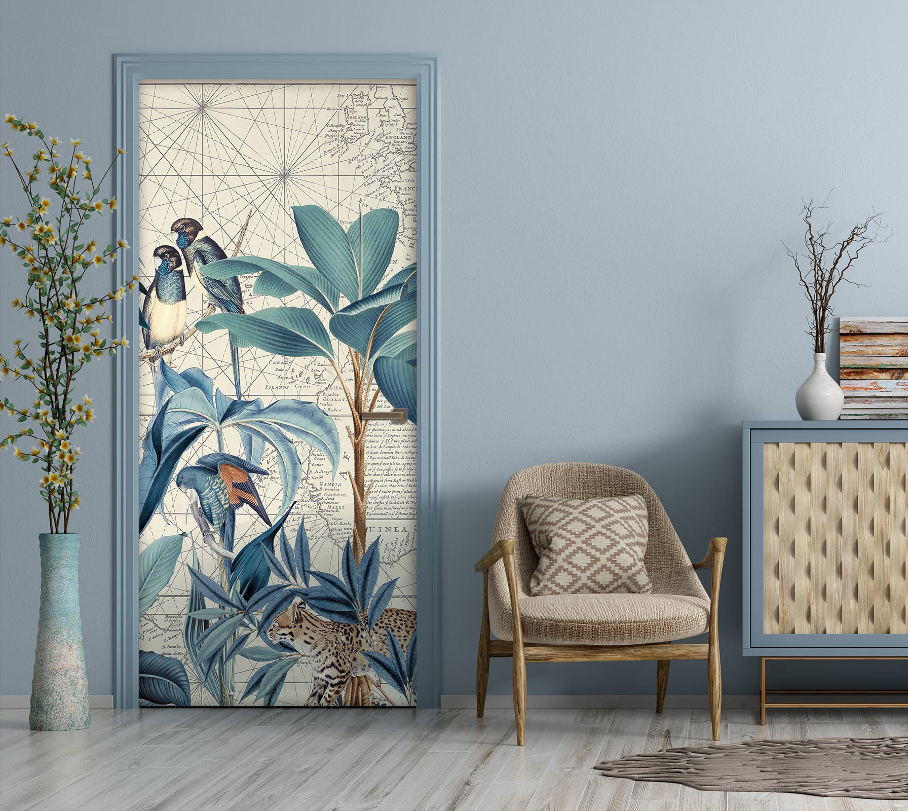 3D Bird Leaves 11961 Andrea Haase Door Mural