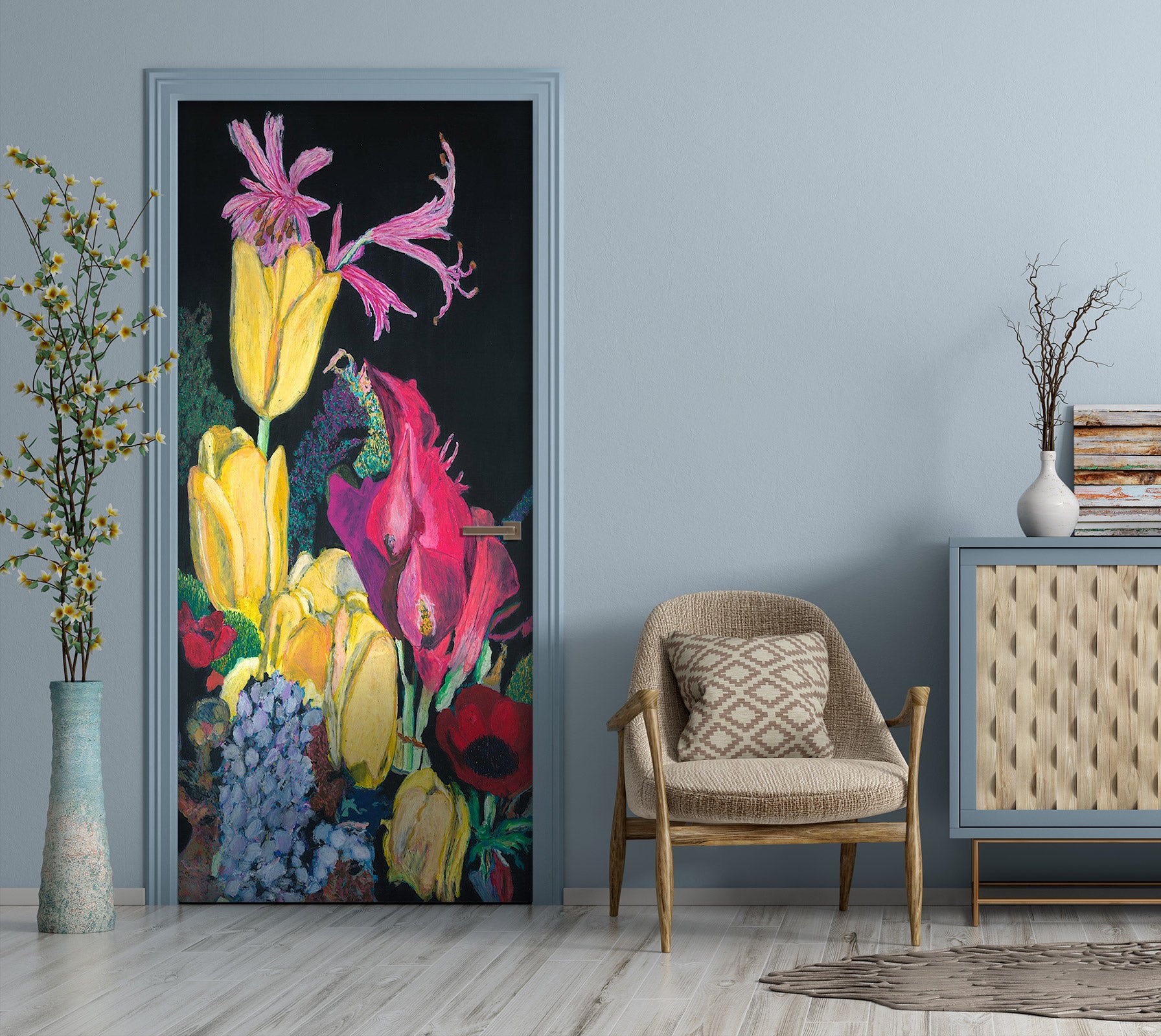 3D Tulip Flowers Color 9420 Allan P. Friedlander Door Mural