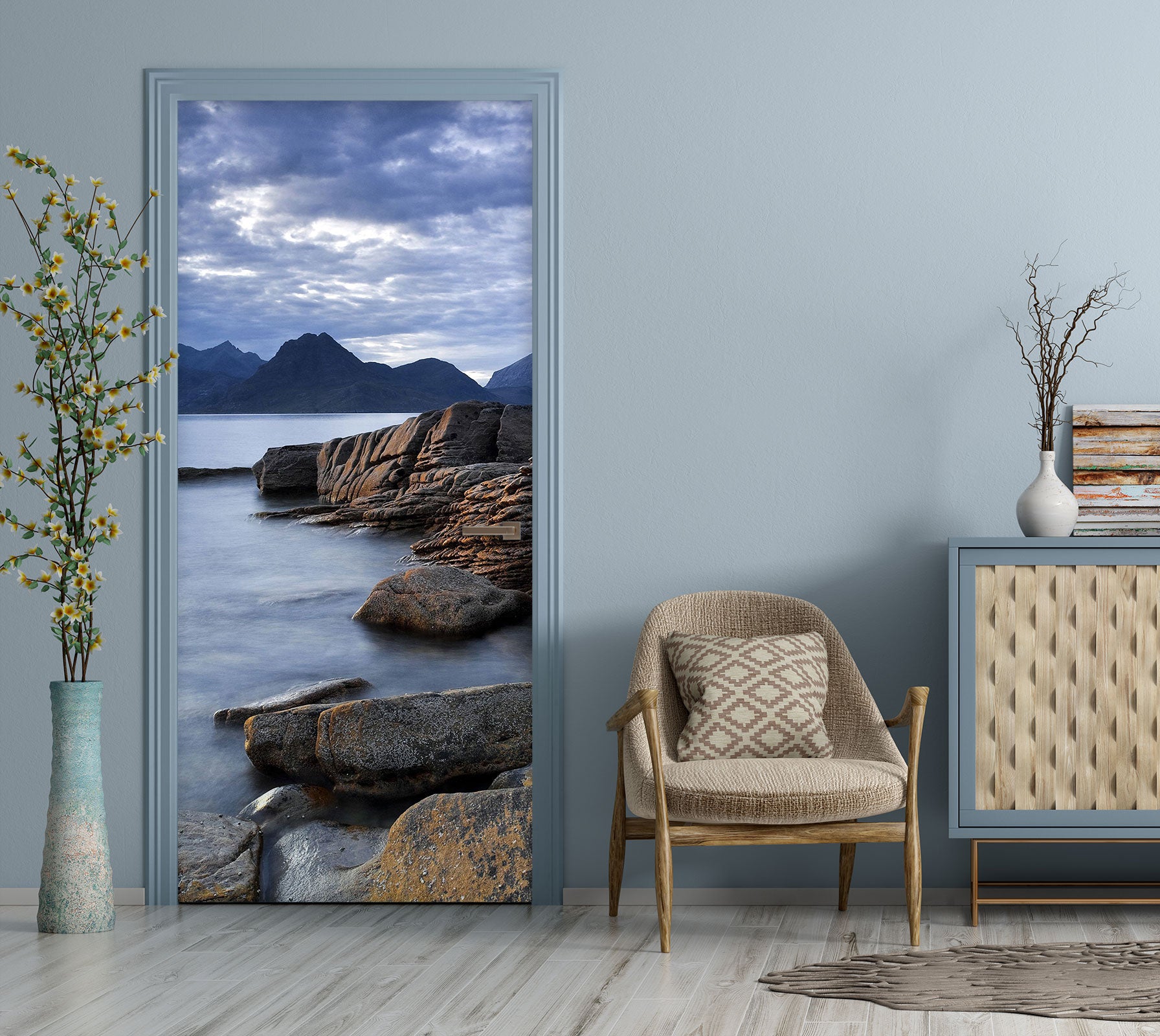 3D Seaside Stones 241 Door Mural