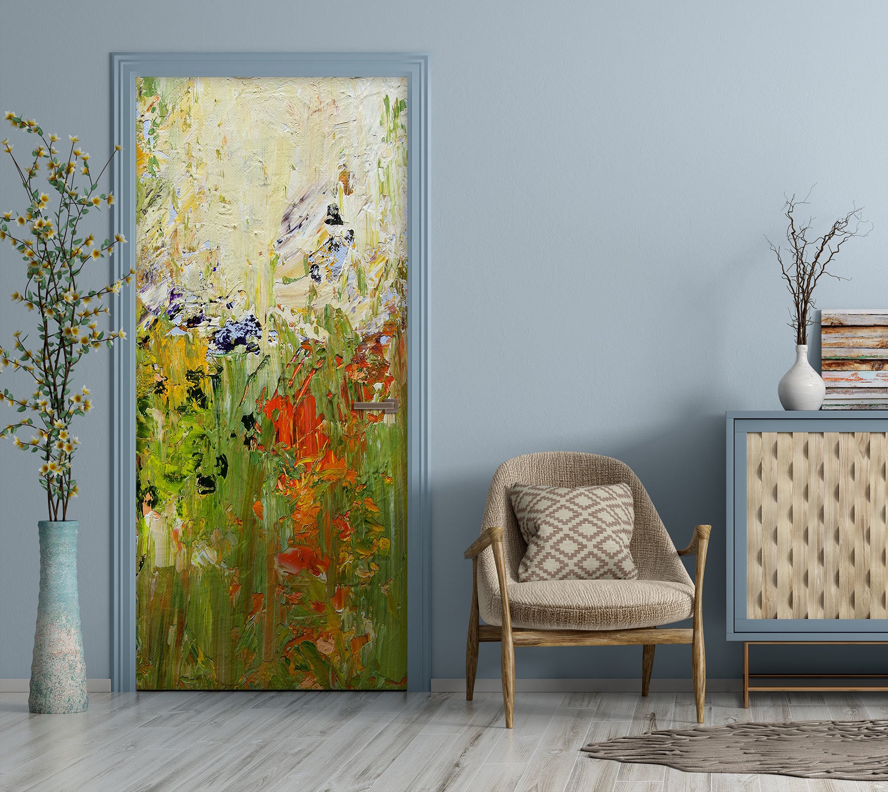 3D Flowers Plants Paint Pattern 93165 Allan P. Friedlander Door Mural