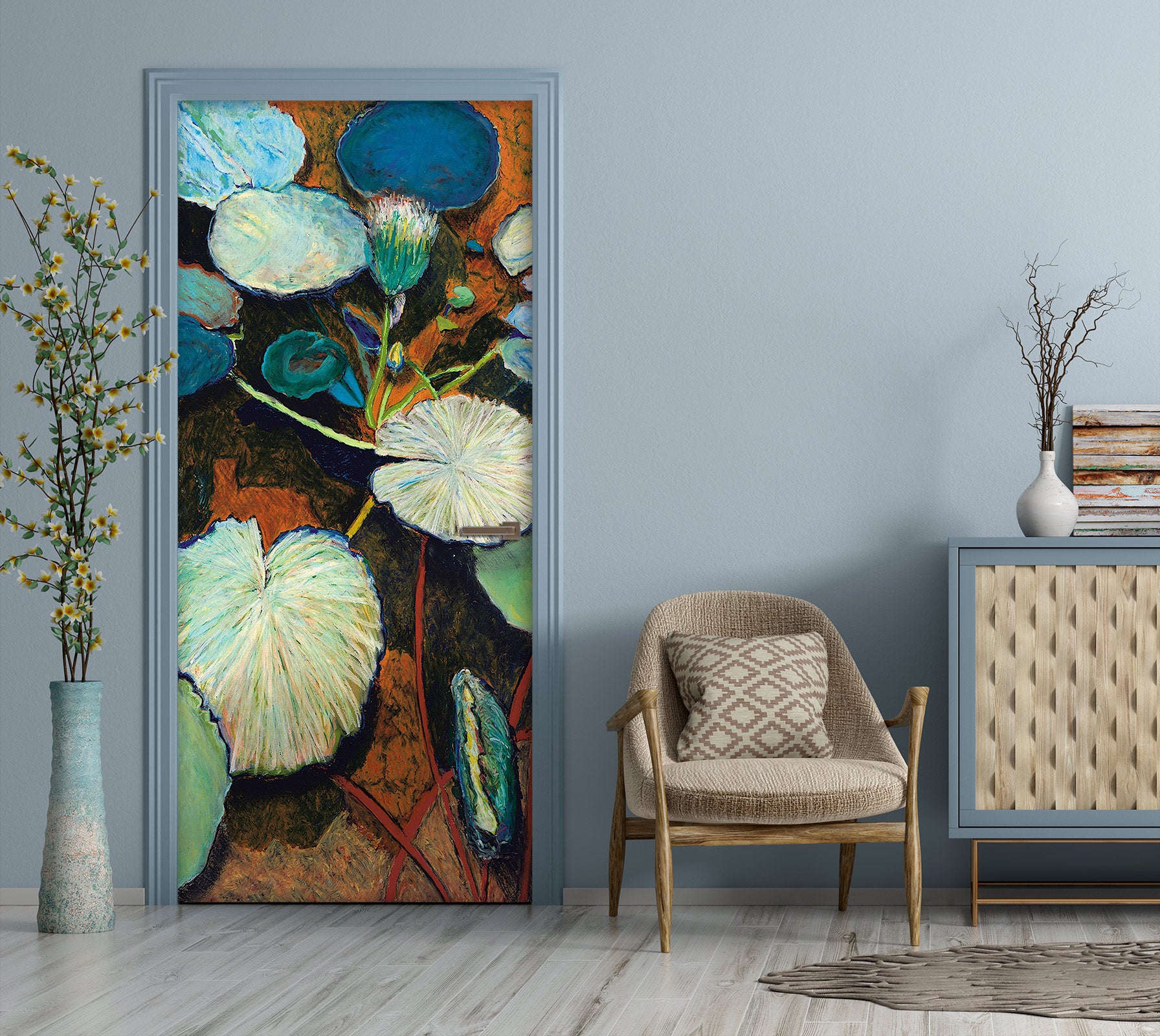 3D Lotus Leaf Pattern 93227 Allan P. Friedlander Door Mural