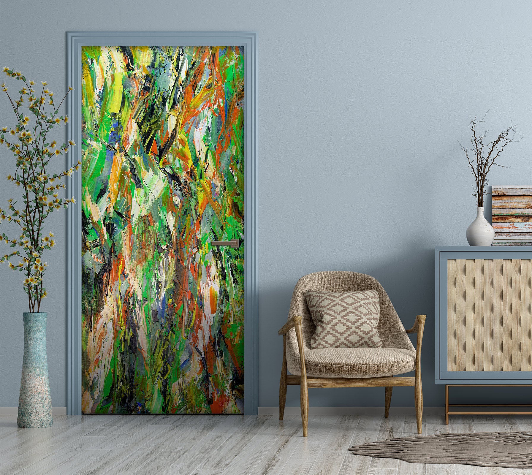 3D Green Brown Paint Texture 93190 Allan P. Friedlander Door Mural