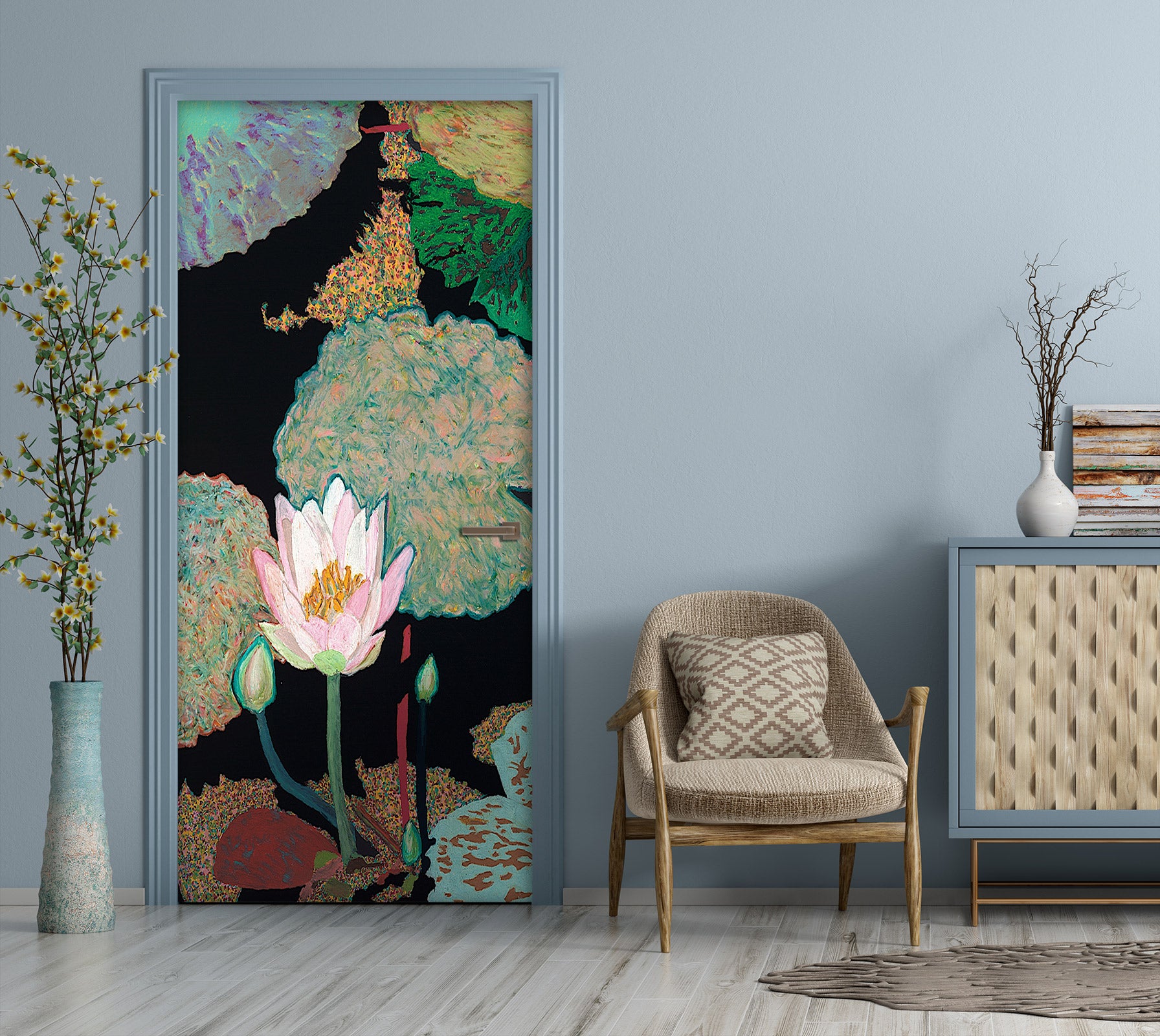 3D Lotus Pattern 9401 Allan P. Friedlander Door Mural