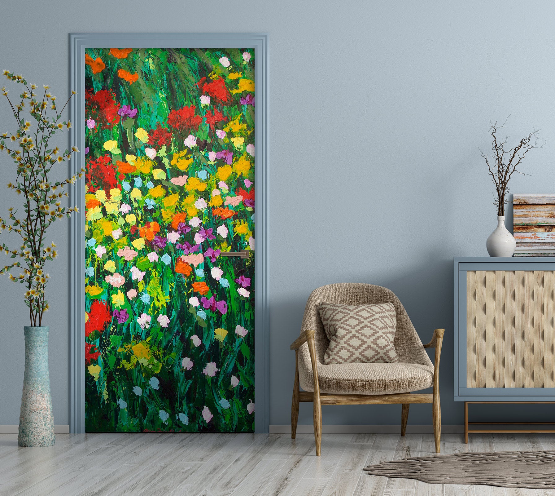 3D Colorful Flowers Clump 9296 Allan P. Friedlander Door Mural