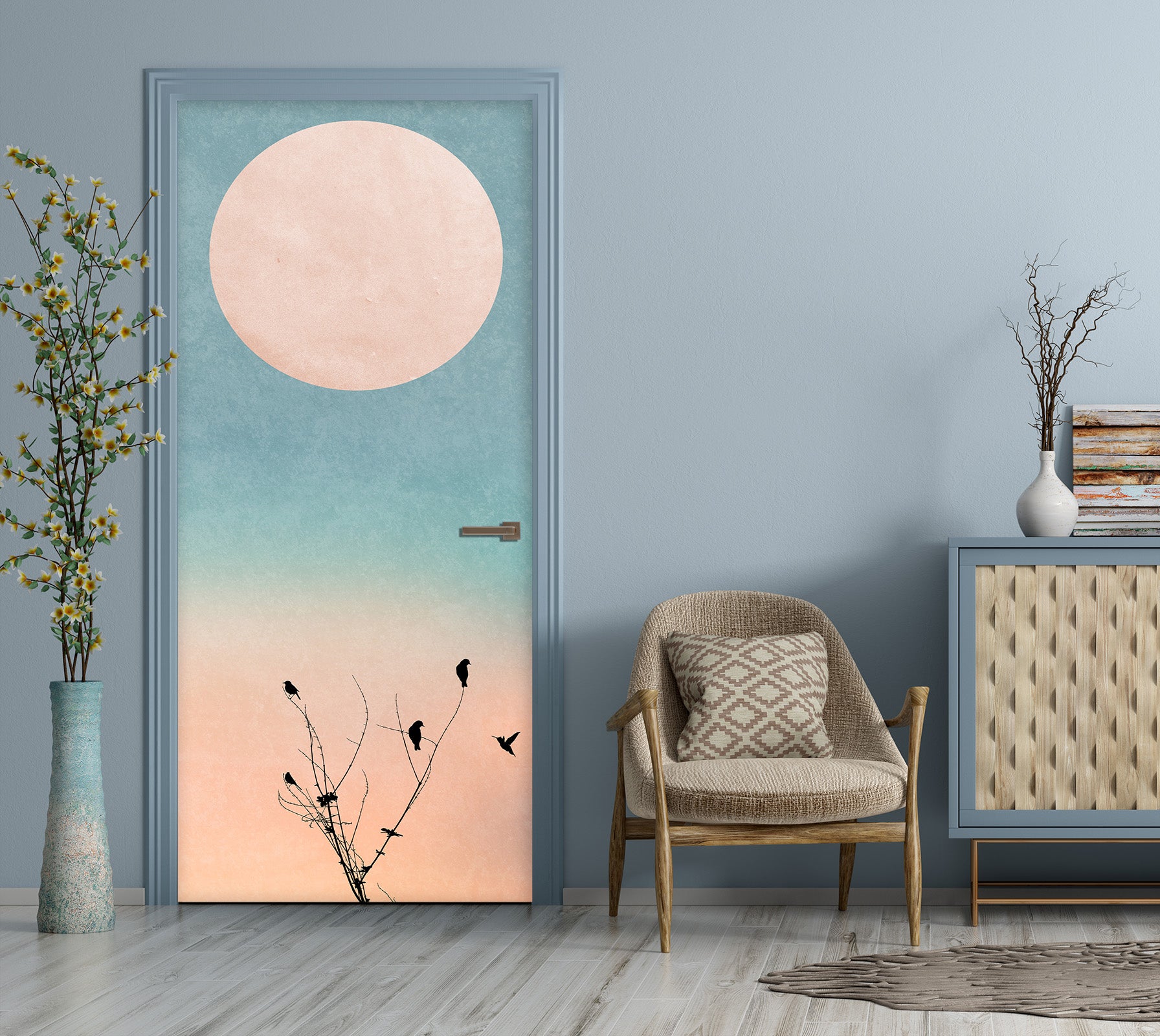 3D Sun Branches 10156 Boris Draschoff Door Mural