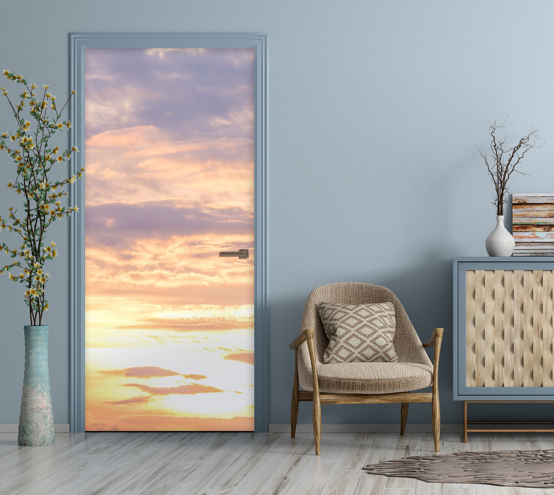3D Orange Sky 5195 Assaf Frank Door Mural