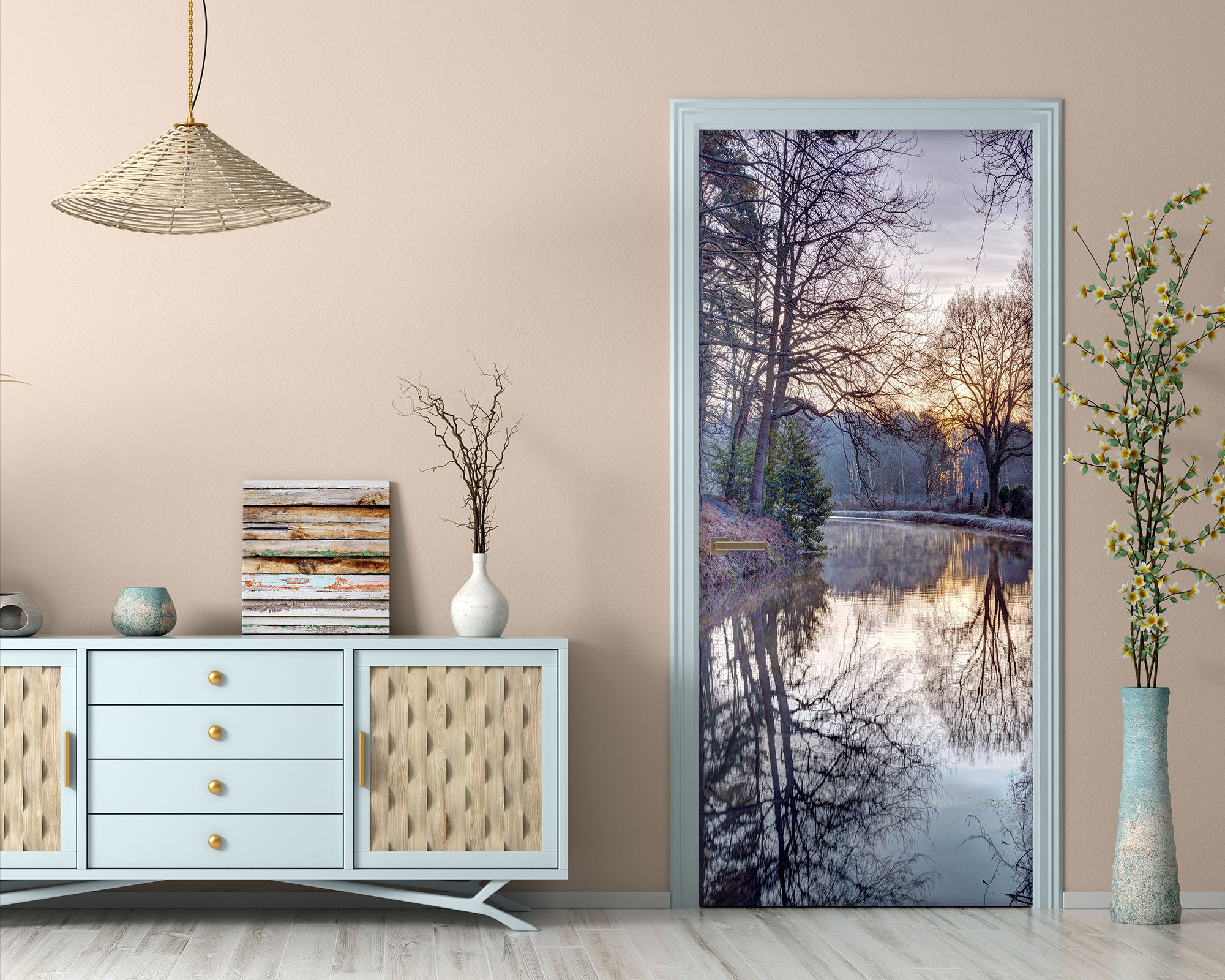 3D Riverside Trees Shadow 10734 Assaf Frank Door Mural