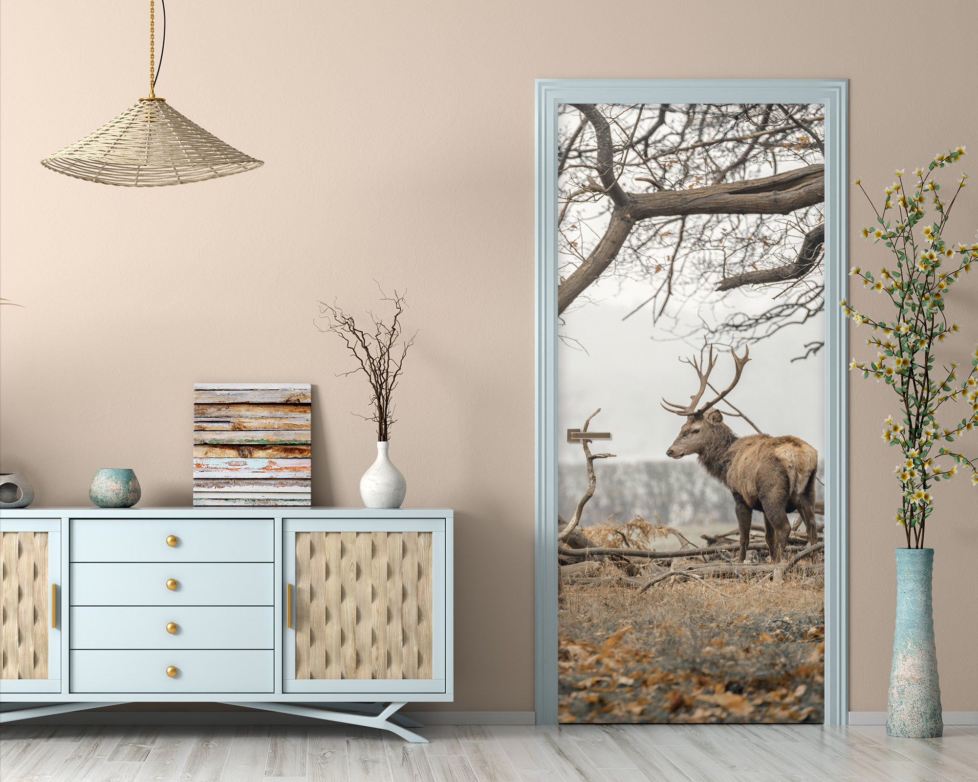 3D Tree Grass Deer 106196 Assaf Frank Door Mural