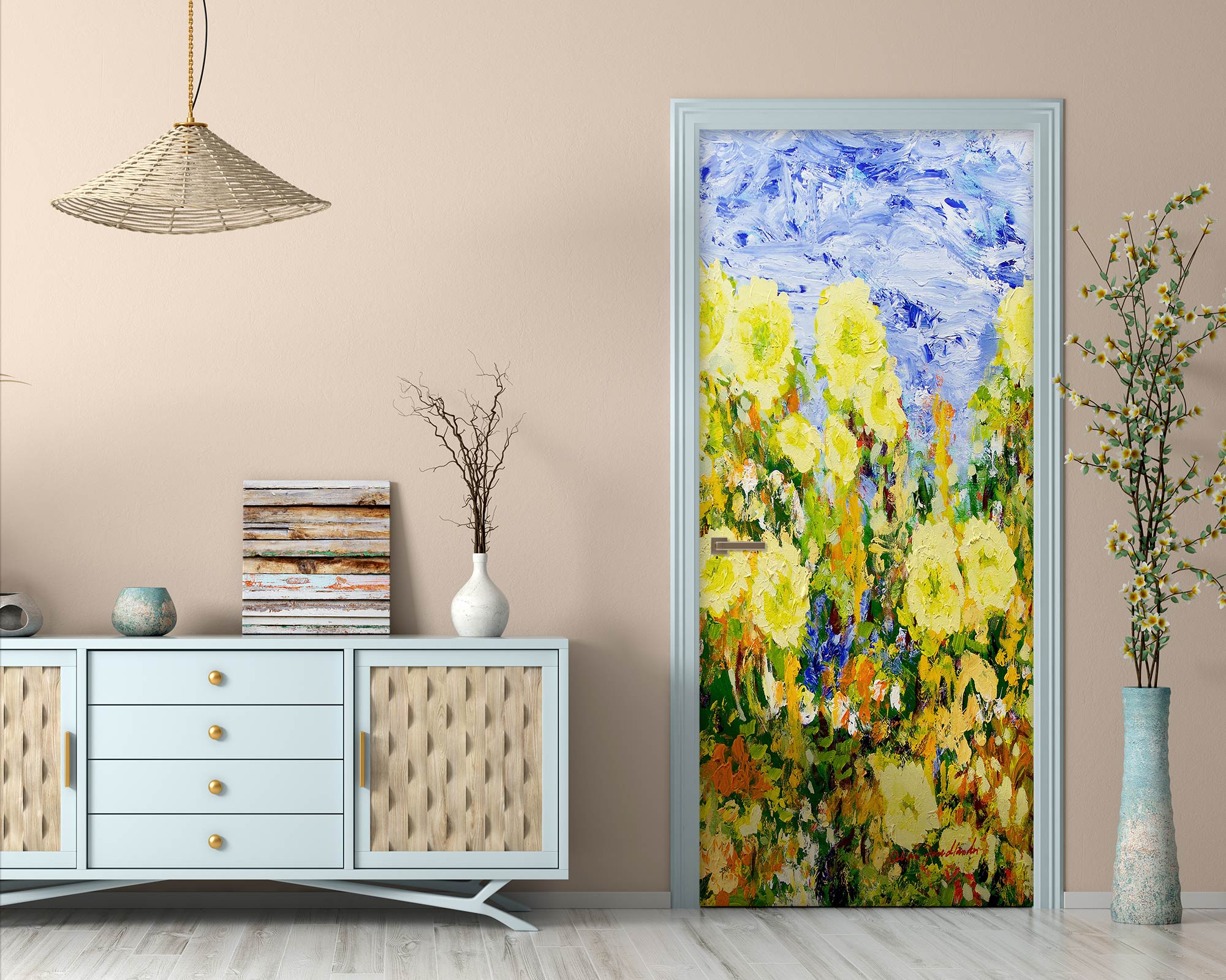 3D Yellow Flowers Painting 93203 Allan P. Friedlander Door Mural