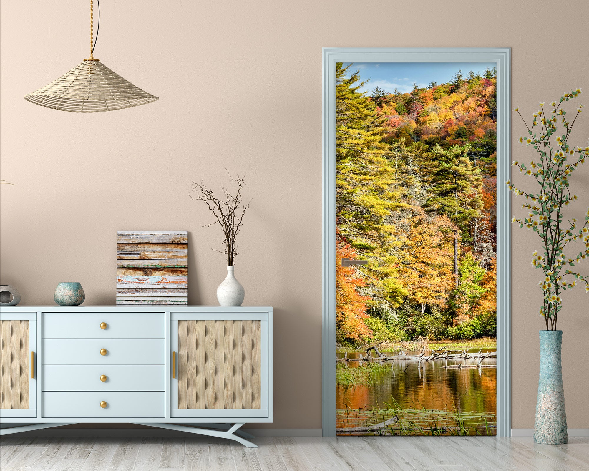 3D Woods Lake 10830 Beth Sheridan Door Mural
