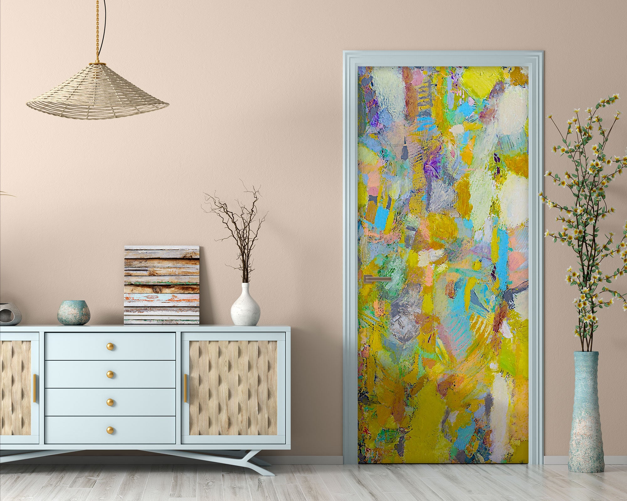 3D Yellow Color Oil Painting Pattern 9299 Allan P. Friedlander Door Mural