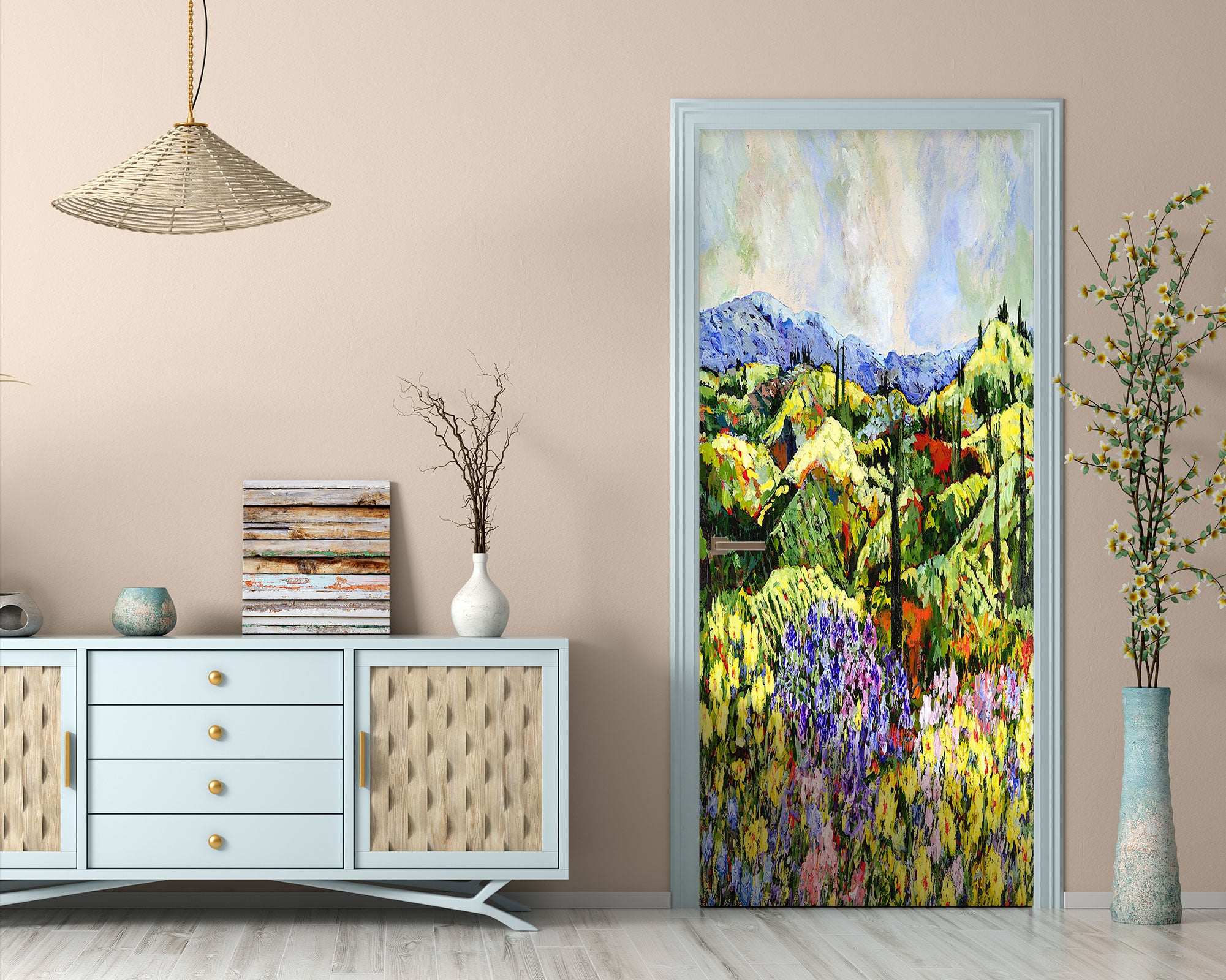3D Hillside Colorful Flowers 9334 Allan P. Friedlander Door Mural