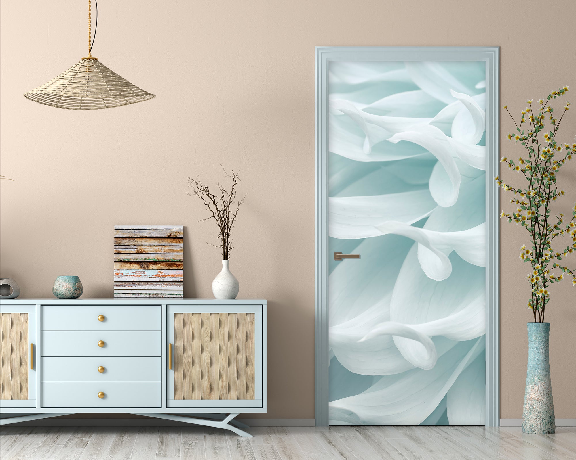 3D White Dahlia 5187 Assaf Frank Door Mural