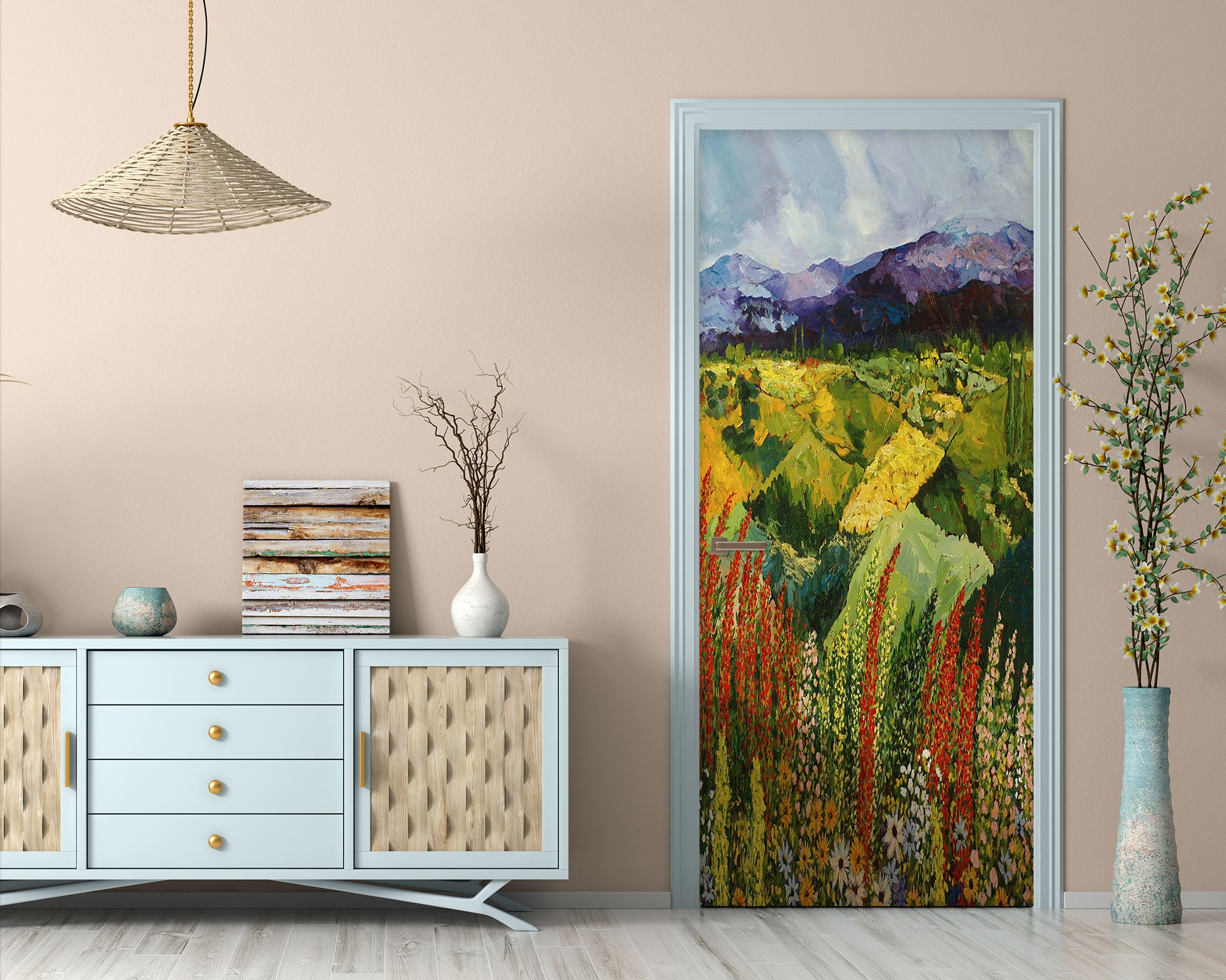 3D Hillside Meadow Mountains 9338 Allan P. Friedlander Door Mural