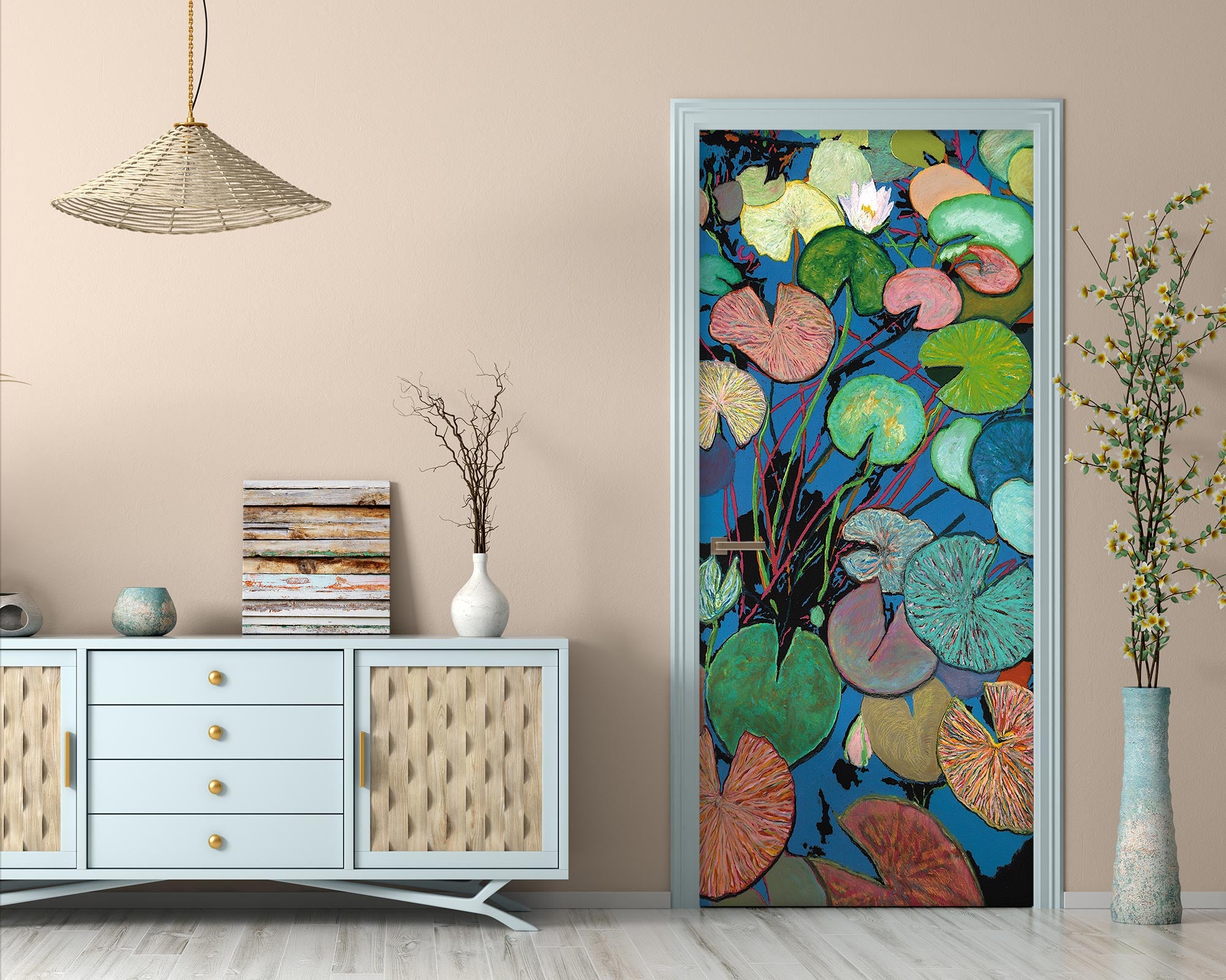 3D Pond Pattern Lotus Leaf 9411 Allan P. Friedlander Door Mural