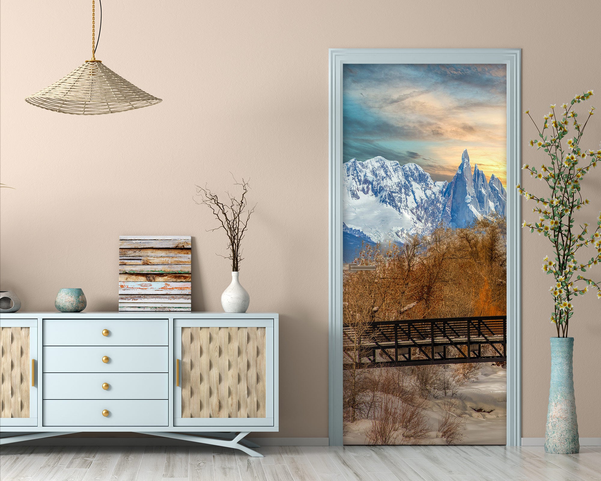 3D Snow Mountain Trees 10857 Beth Sheridan Door Mural