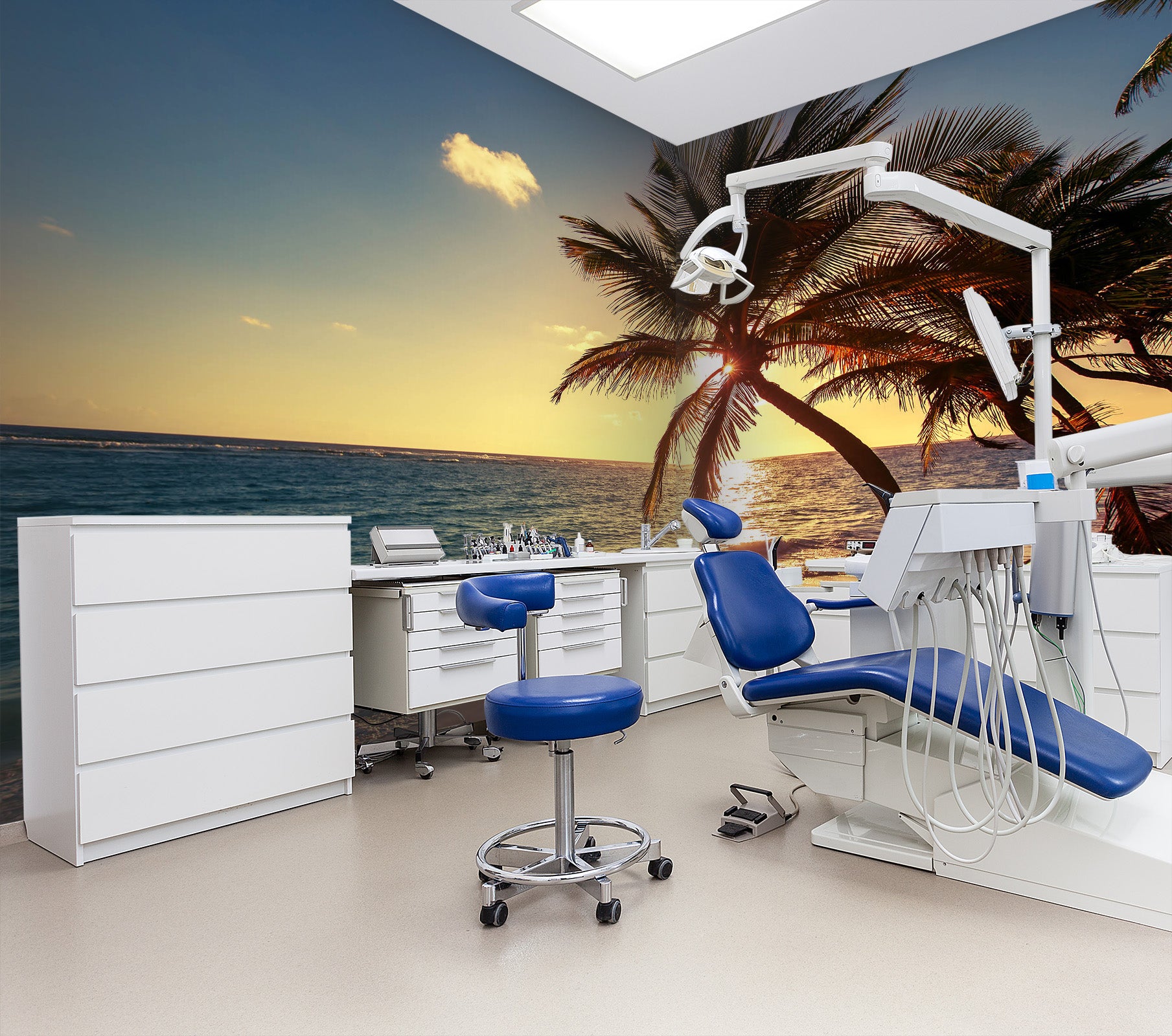 3D Coconut Tree Sea 061 Wall Murals