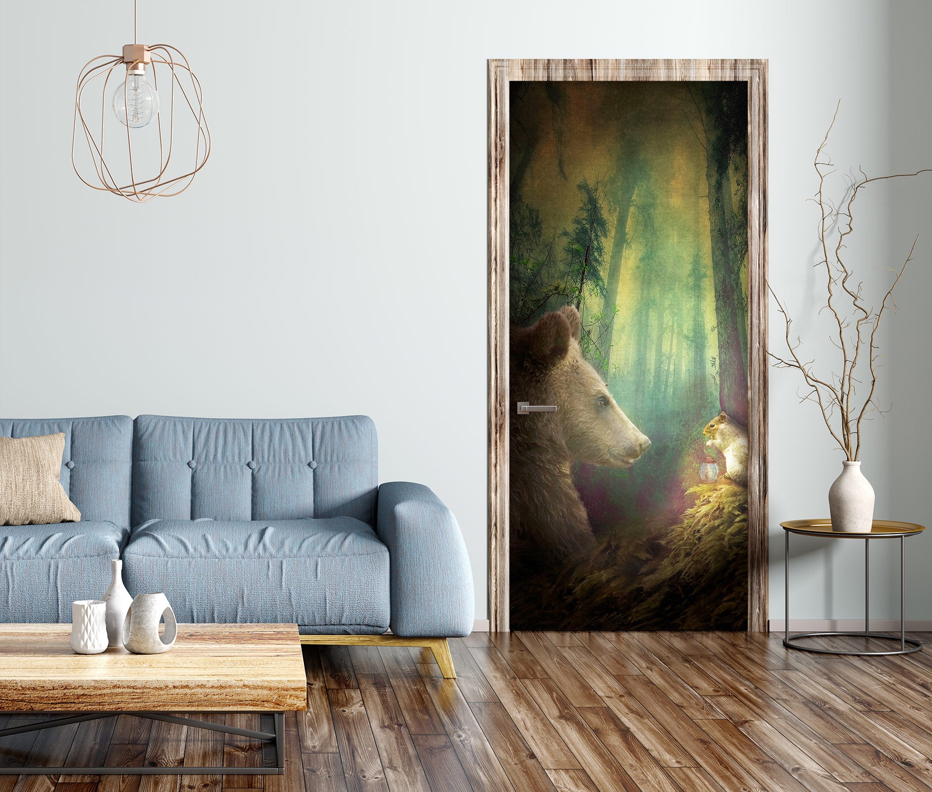 3D Forest Bear Mouse 10849 Beth Sheridan Door Mural