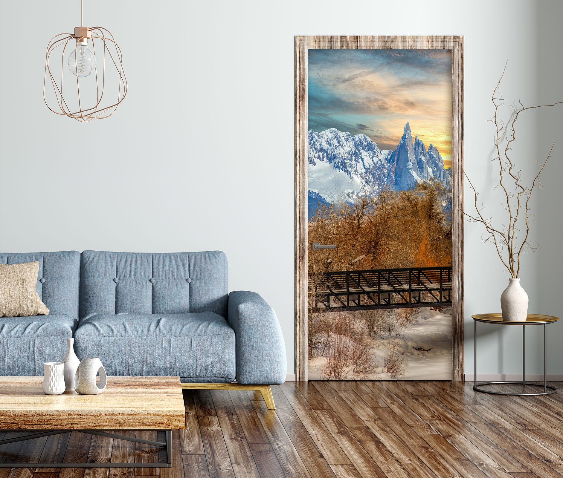 3D Snow Mountain Trees 10857 Beth Sheridan Door Mural