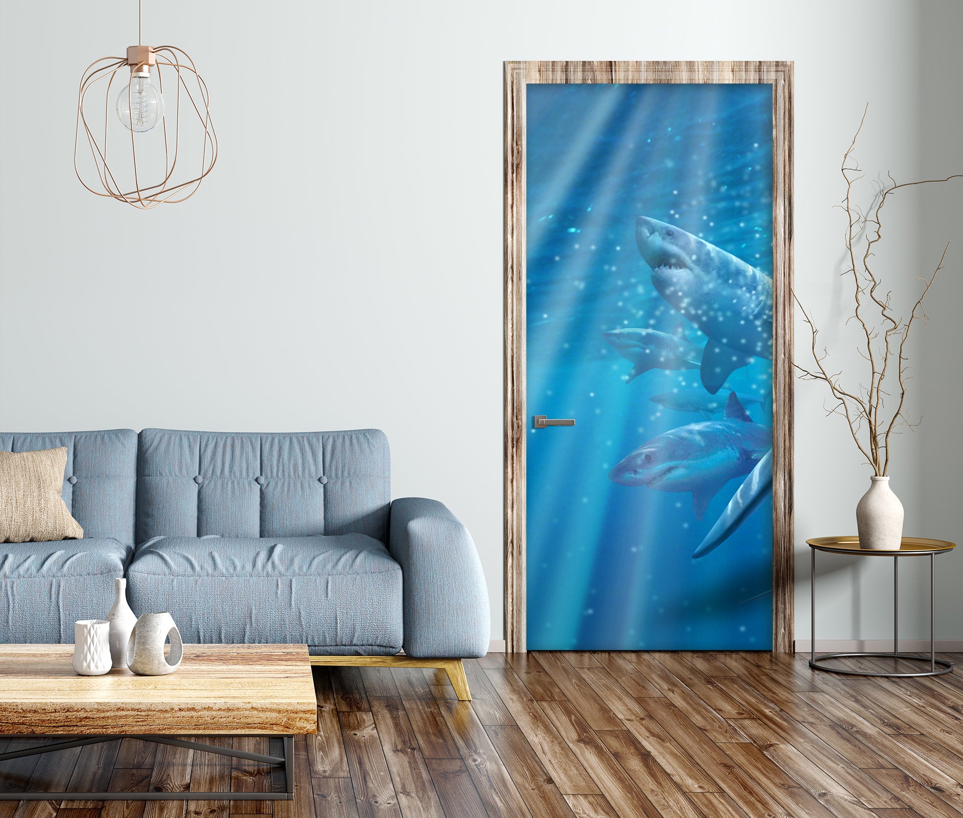 3D Ocean Shark 112138 Jerry LoFaro Door Mural