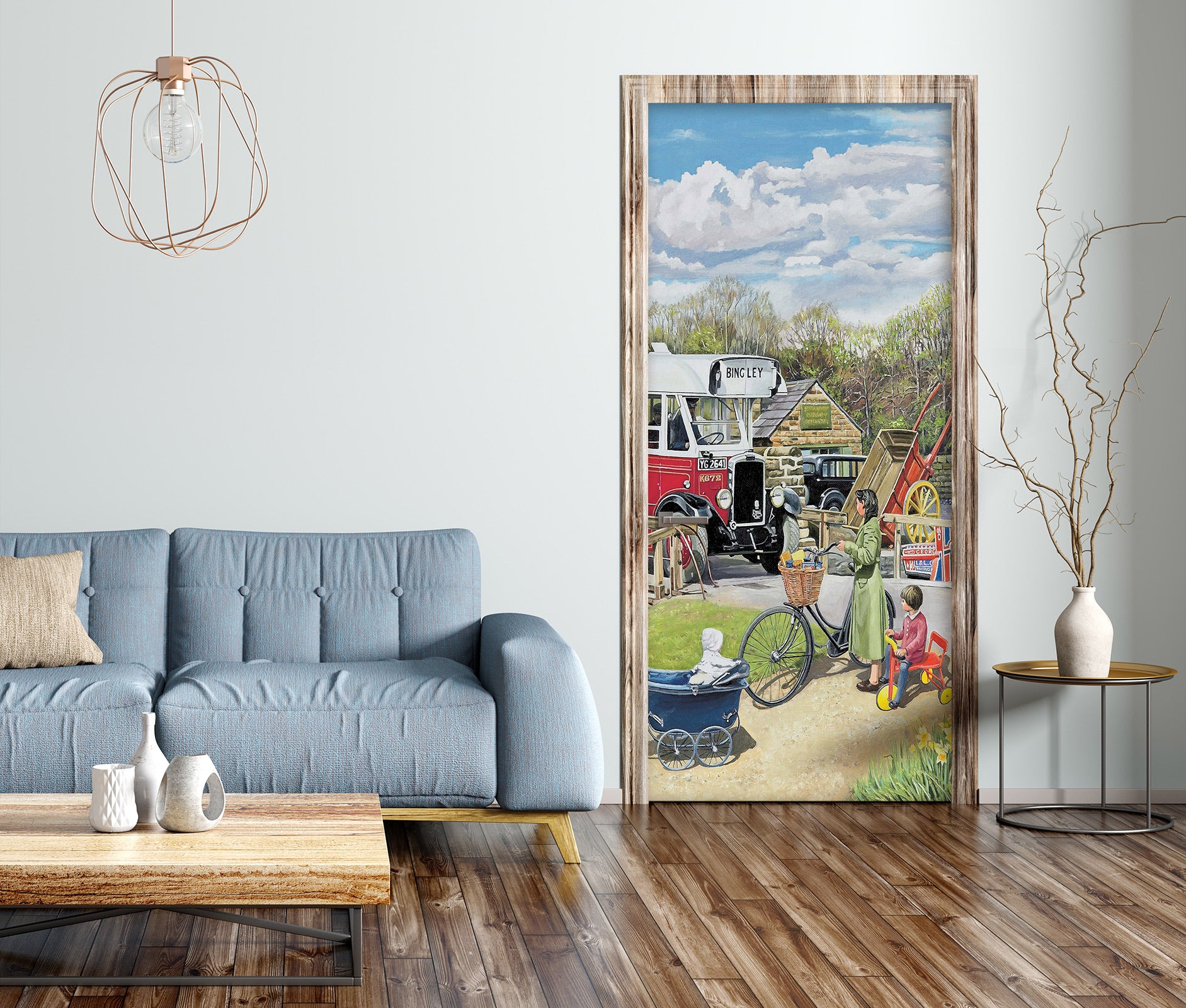 3D Village Bus Bike 103163 Trevor Mitchell Door Mural