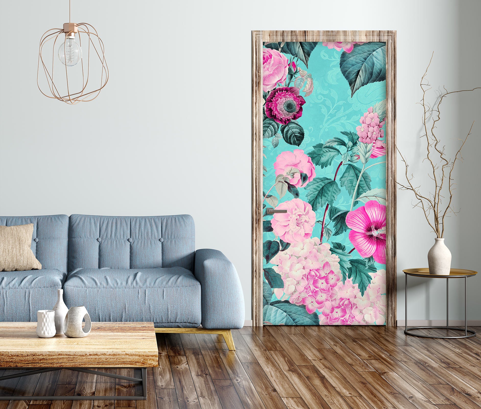 3D Flowers Pink Pattern 118141 Andrea Haase Door Mural