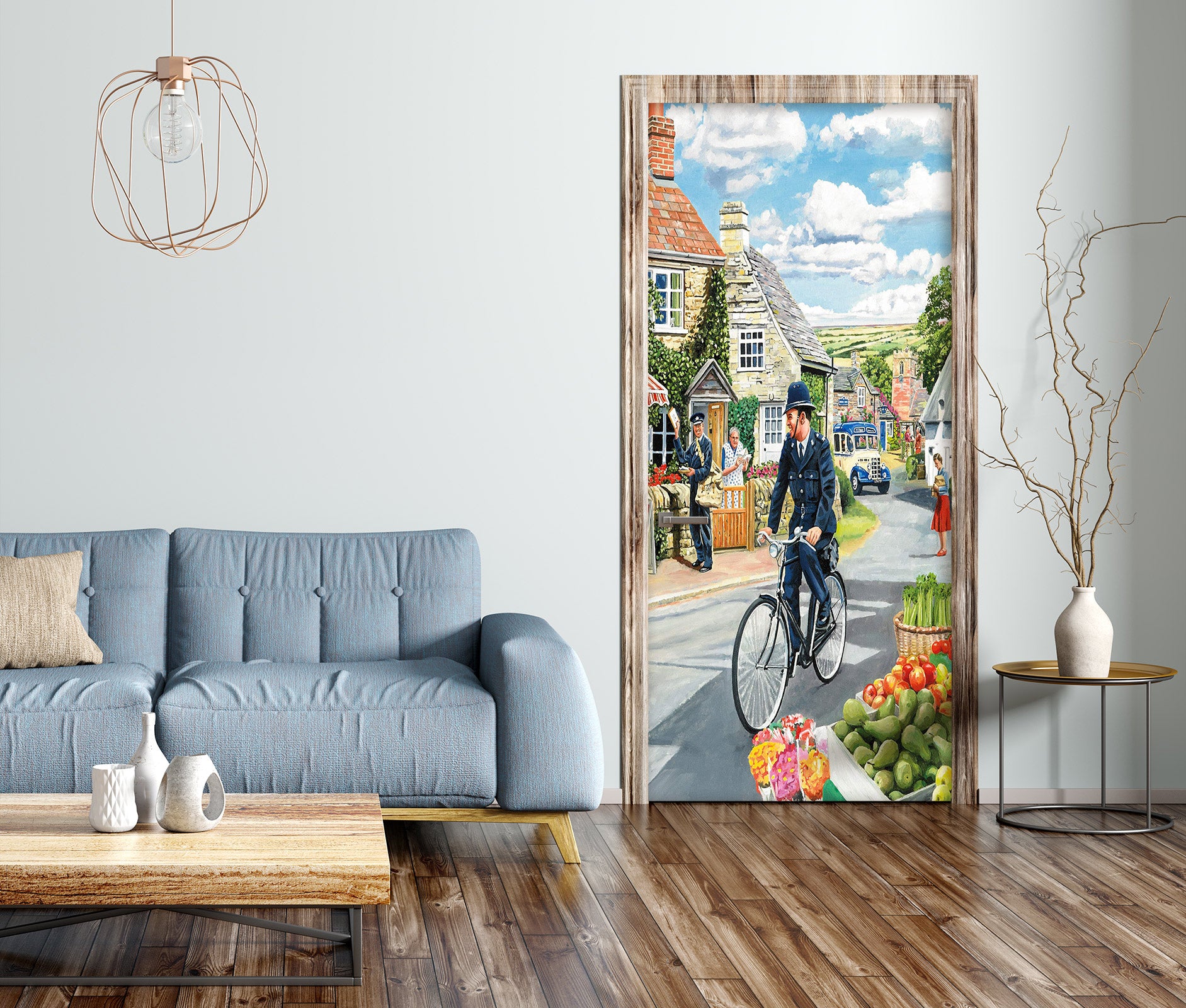 3D Village Street Fruit Stand 103192 Trevor Mitchell Door Mural