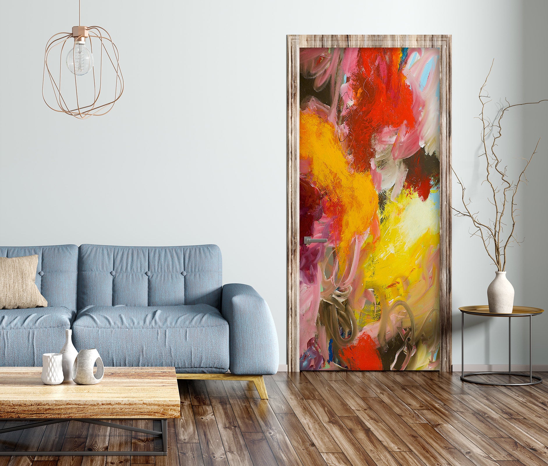 3D Yellow Red Pattern 10111 Allan P. Friedlander Door Mural