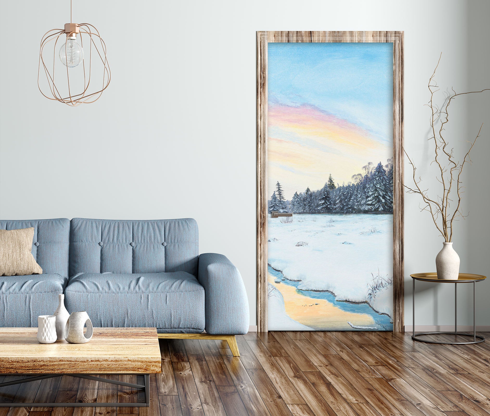 3D Snow Trees 9449 Marina Zotova Door Mural