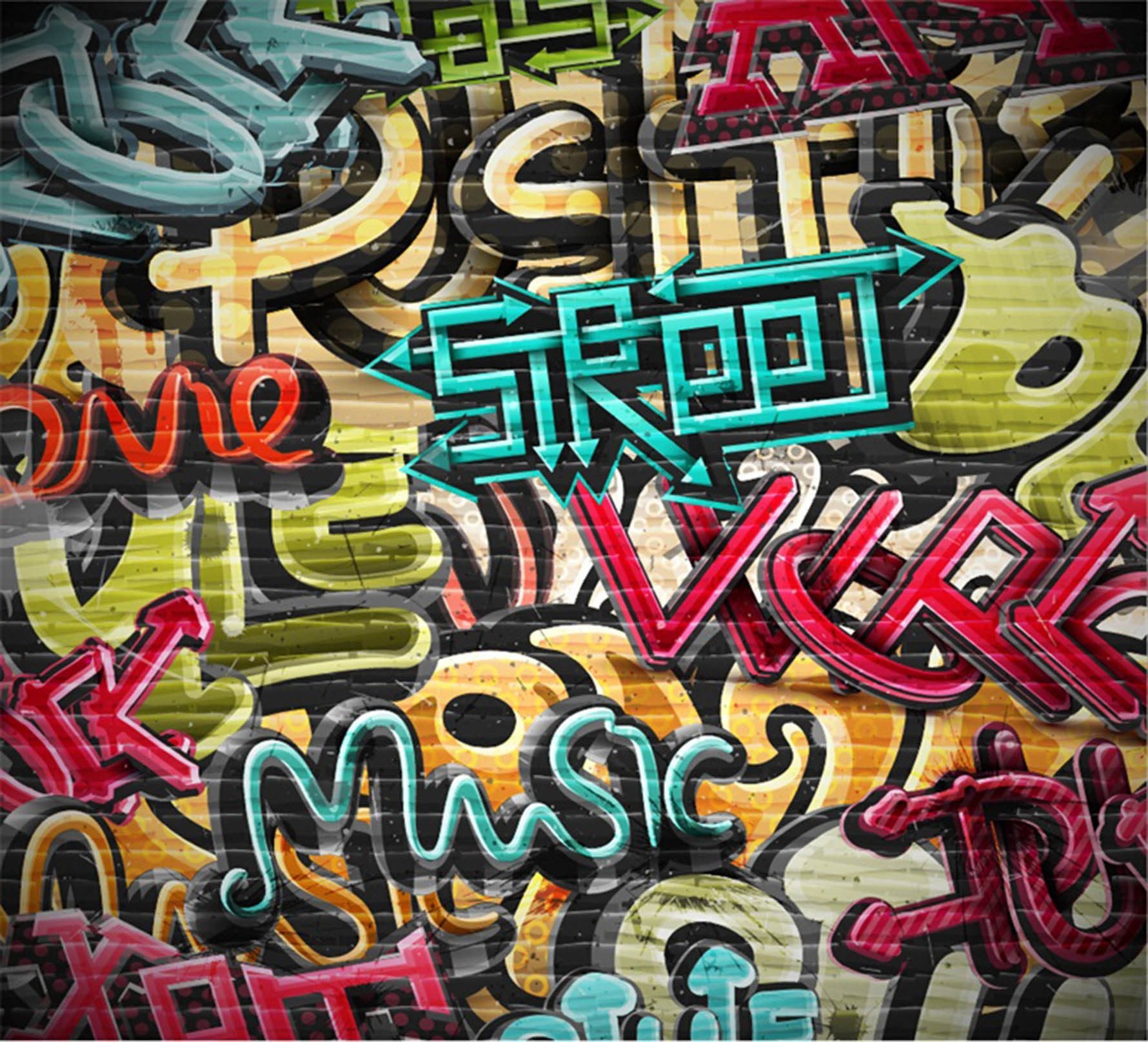 3D Graffiti Color Words 311 Garage Door Mural Wallpaper AJ Wallpaper