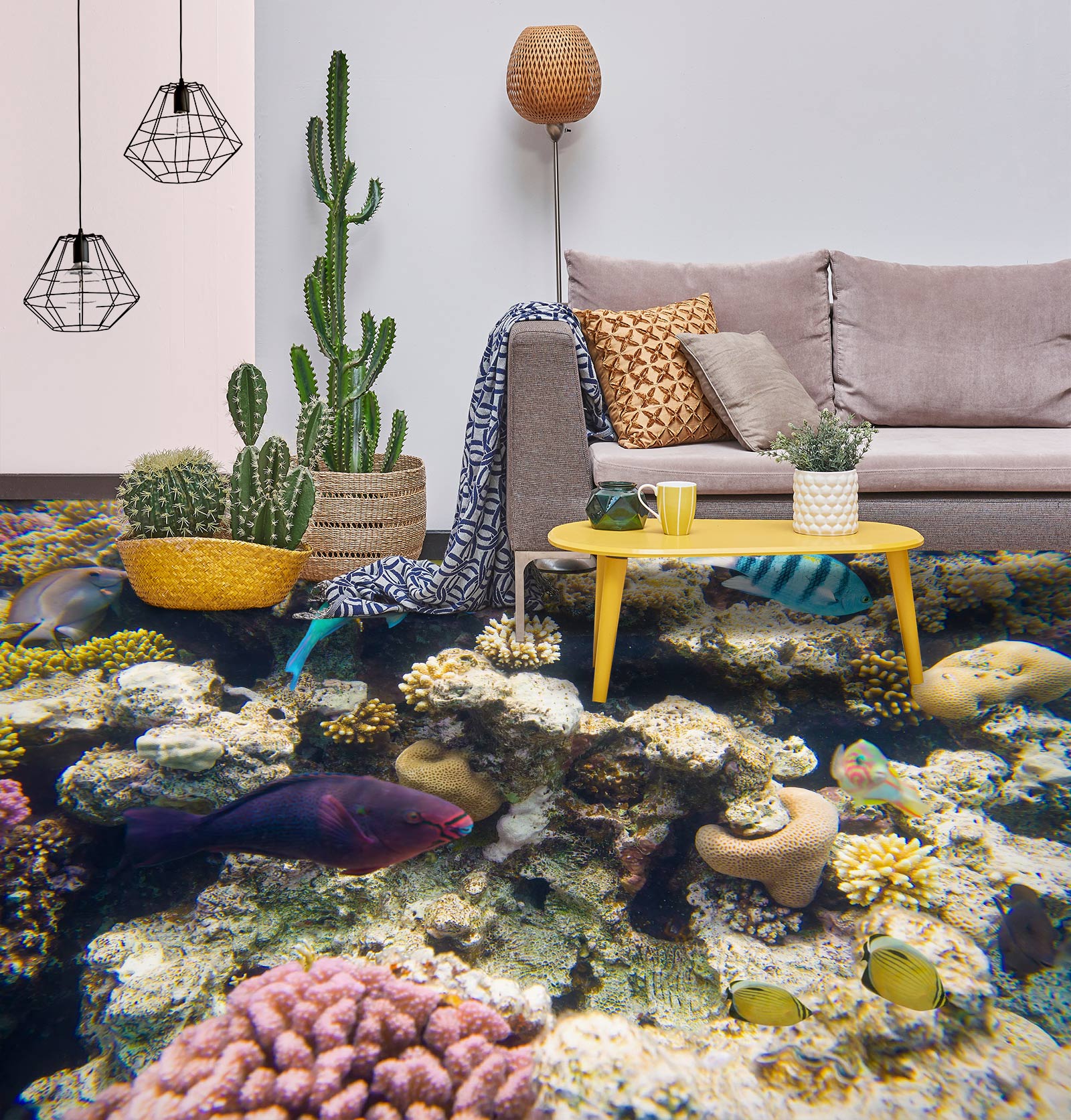 3D Deep Purple Fish 634 Floor Mural Wallpaper Murals Rug & Mat Print Epoxy waterproof bath floor