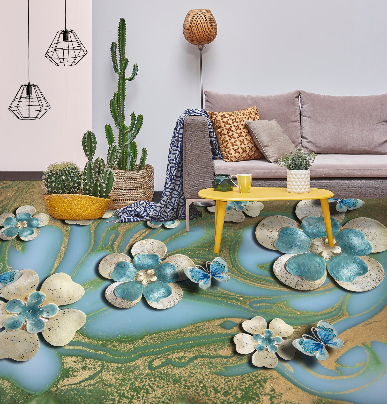 3D Everlasting Metal Flowers 420 Floor Mural Wallpaper Murals Rug & Mat Print Epoxy waterproof bath floor