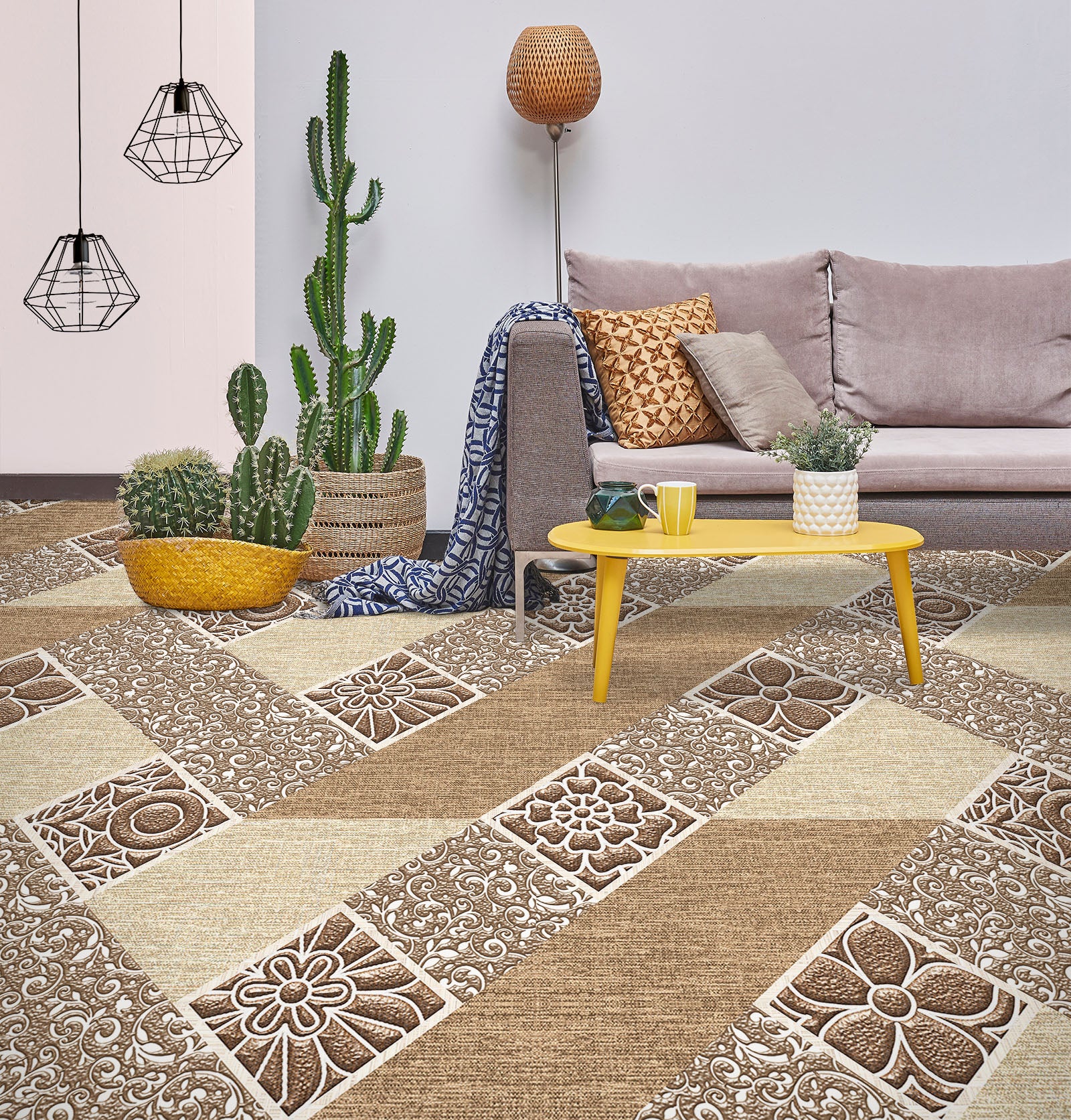 3D Classical Brown Pattern 740 Floor Mural Wallpaper Murals Rug & Mat Print Epoxy waterproof bath floor