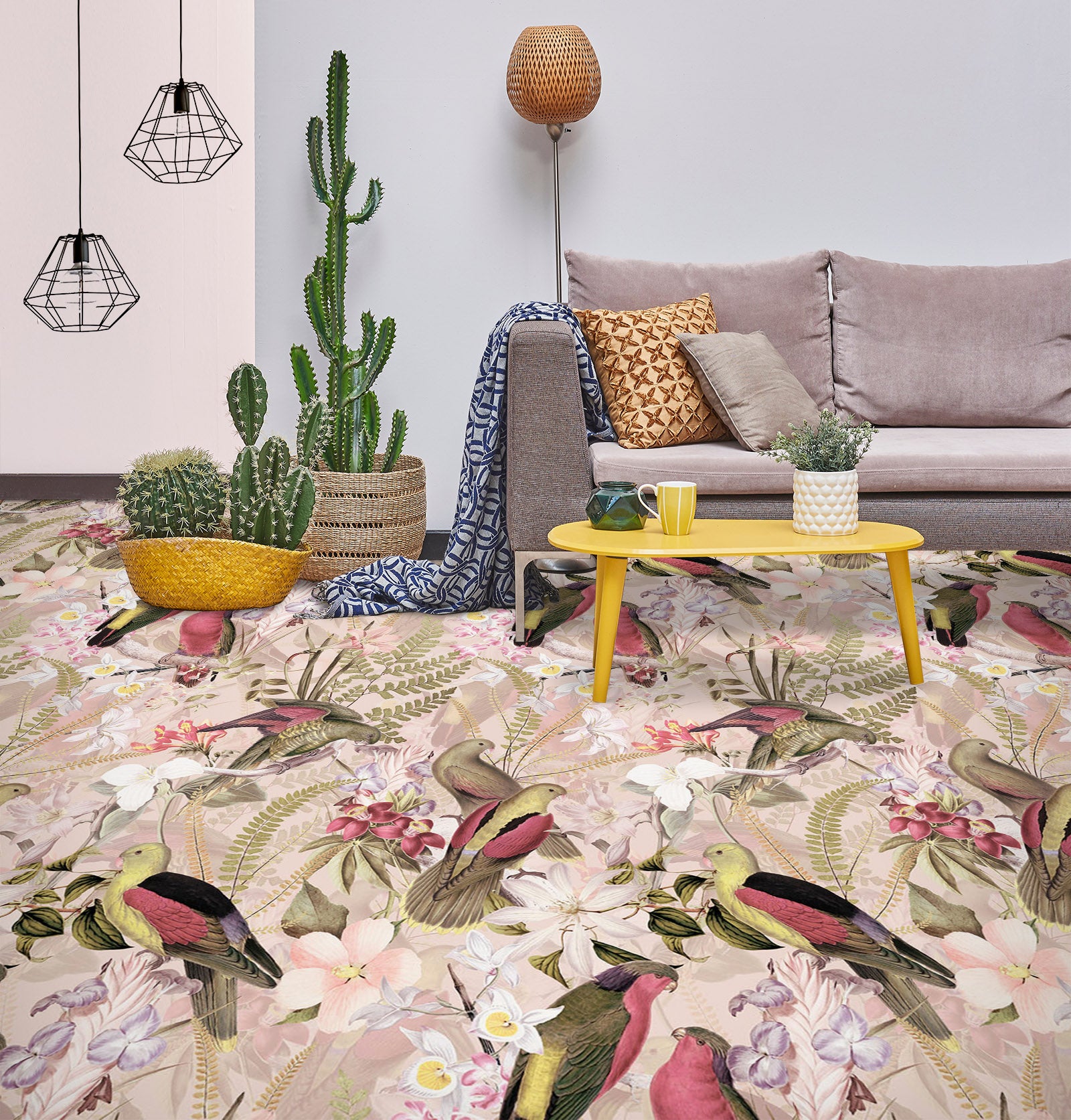 3D Flower Bird Pattern 99176 Uta Naumann Floor Mural Wallpaper Murals Self-Adhesive Removable Print Epoxy