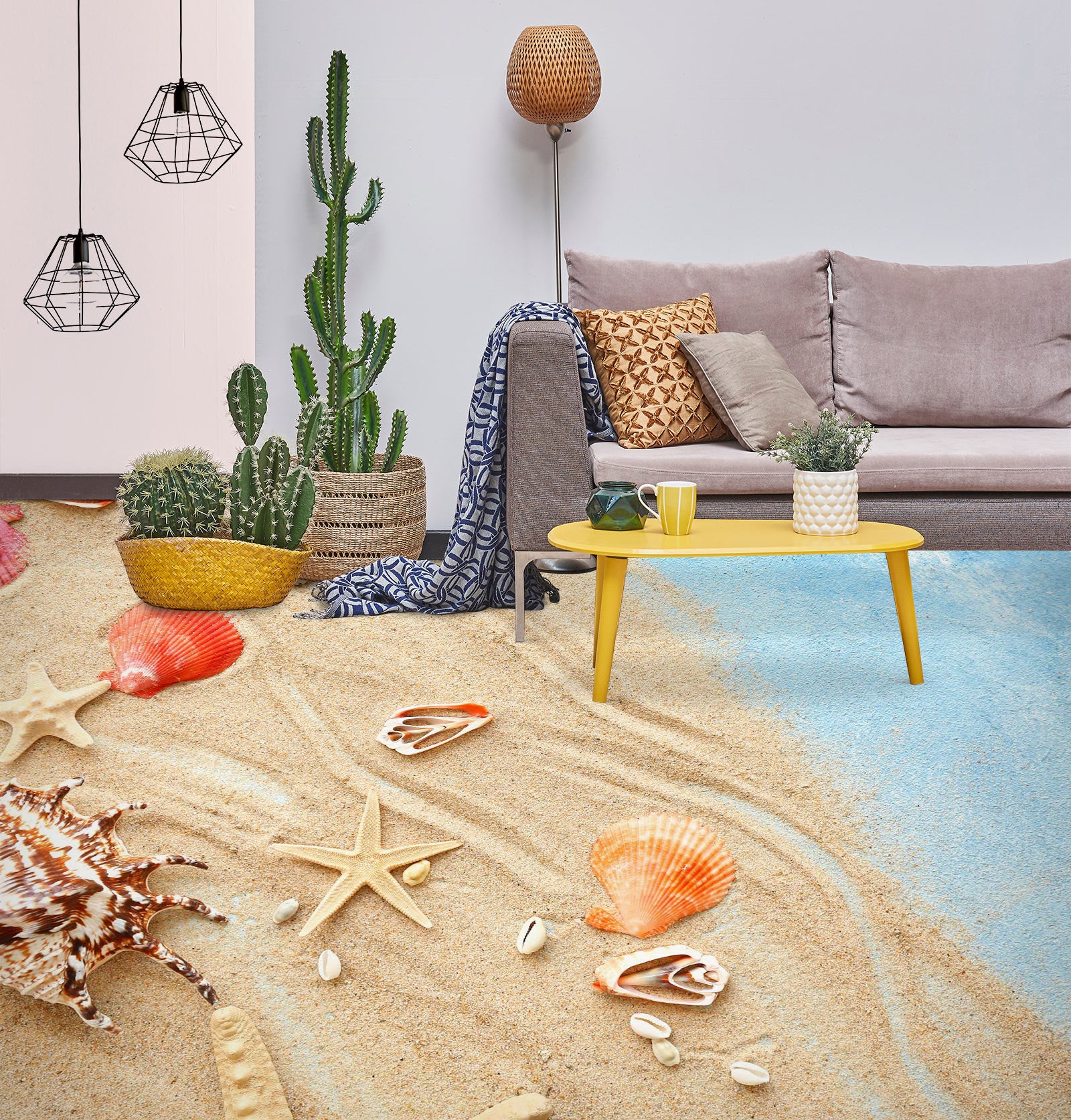 3D Red And Orange Shells 434 Floor Mural