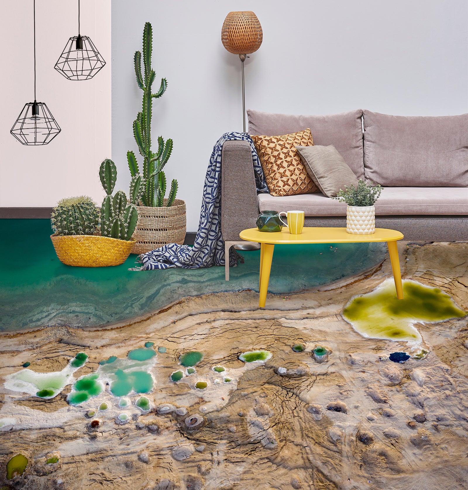 3D Rich Green Water 447 Floor Mural