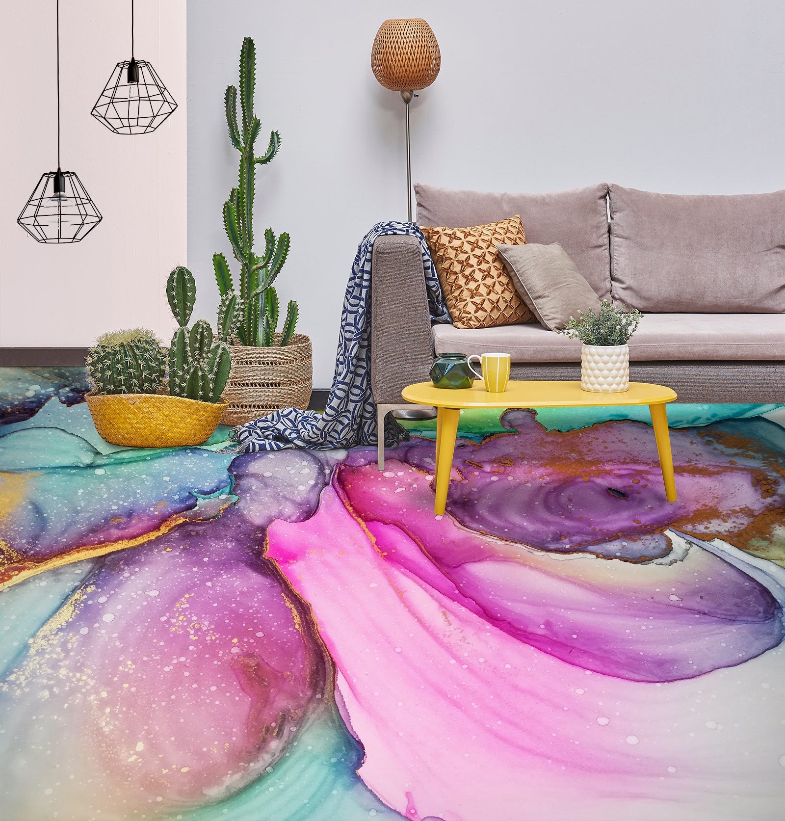 3D Dazzling Pink Art 487 Floor Mural Wallpaper Murals Rug & Mat Print Epoxy waterproof bath floor