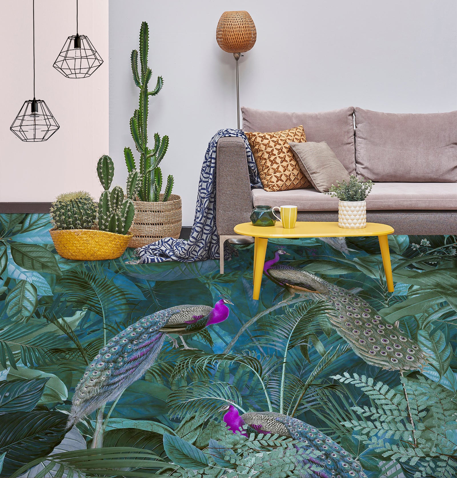 3D Green Bush Purple Peacock 10038 Andrea Haase Floor Mural Wallpaper Murals Self-Adhesive Removable Print Epoxy