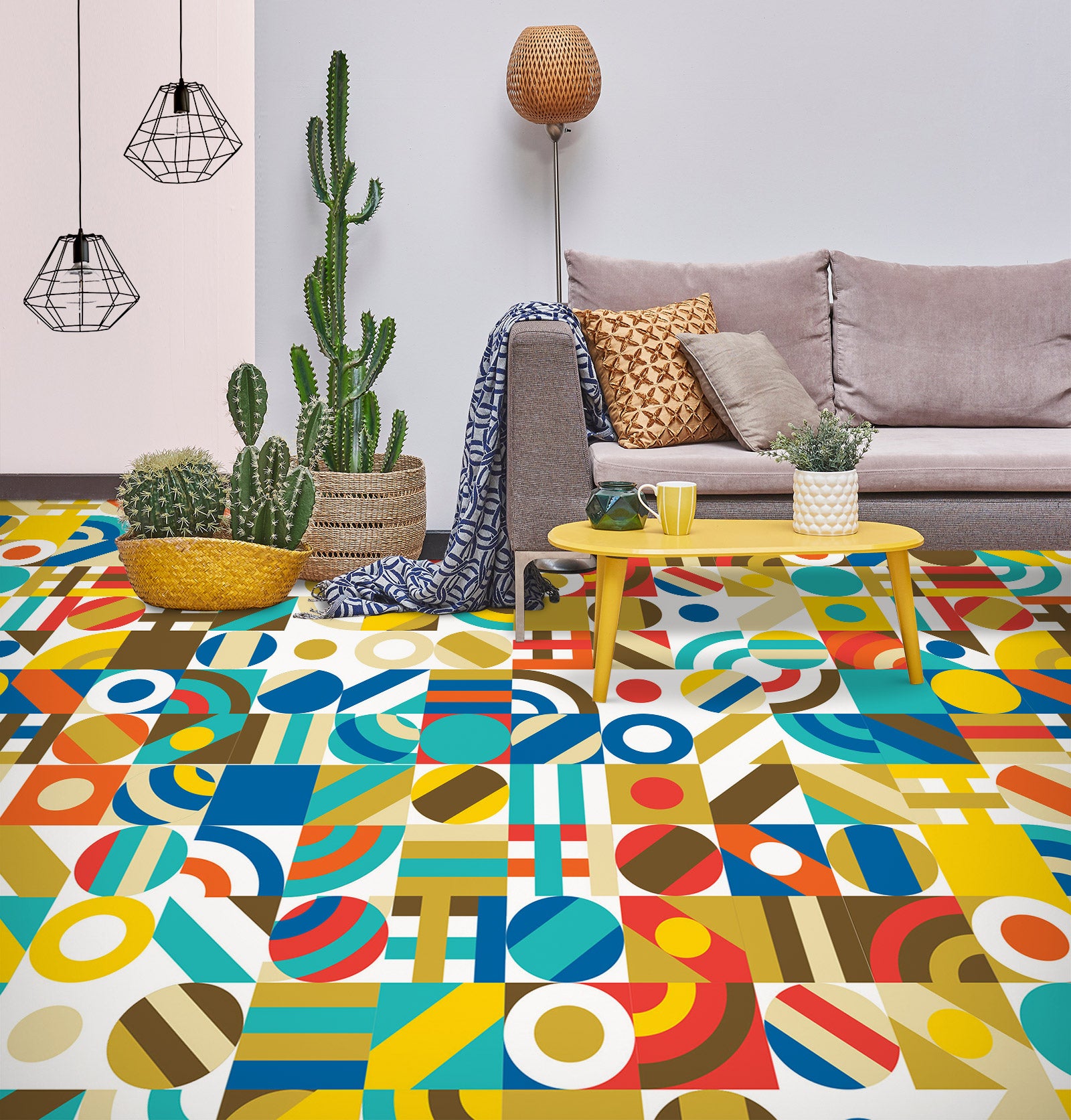 3D Colored Lines And Circles 1130 Floor Mural Wallpaper Murals Self-Adhesive Removable Print Epoxy