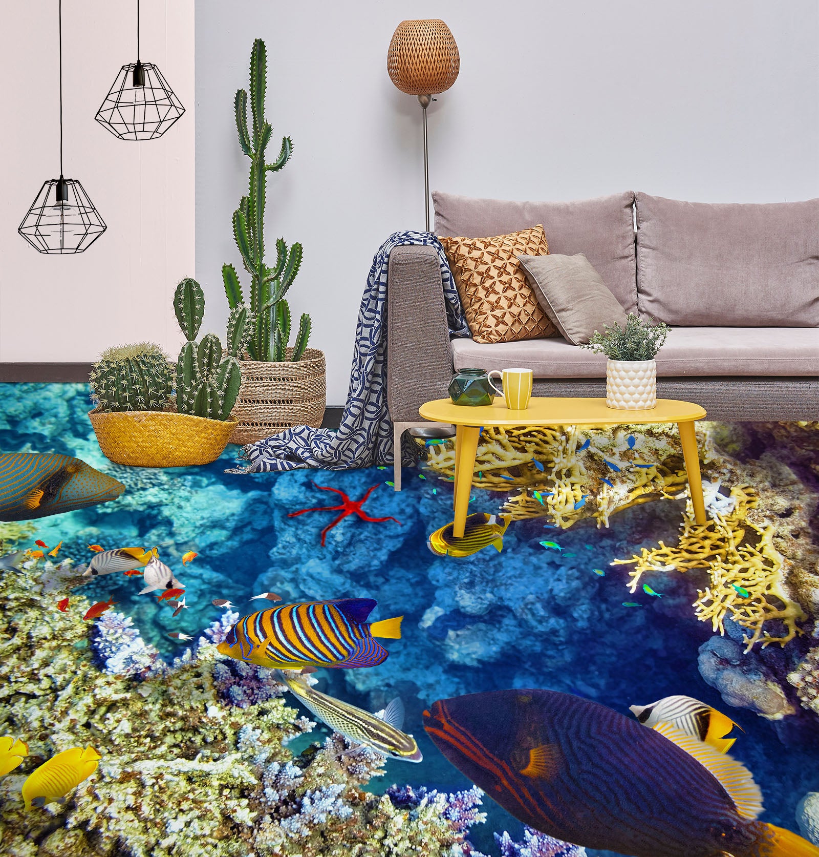 3D Elegant Yellow Coral 714 Floor Mural Wallpaper Murals Rug & Mat Print Epoxy waterproof bath floor