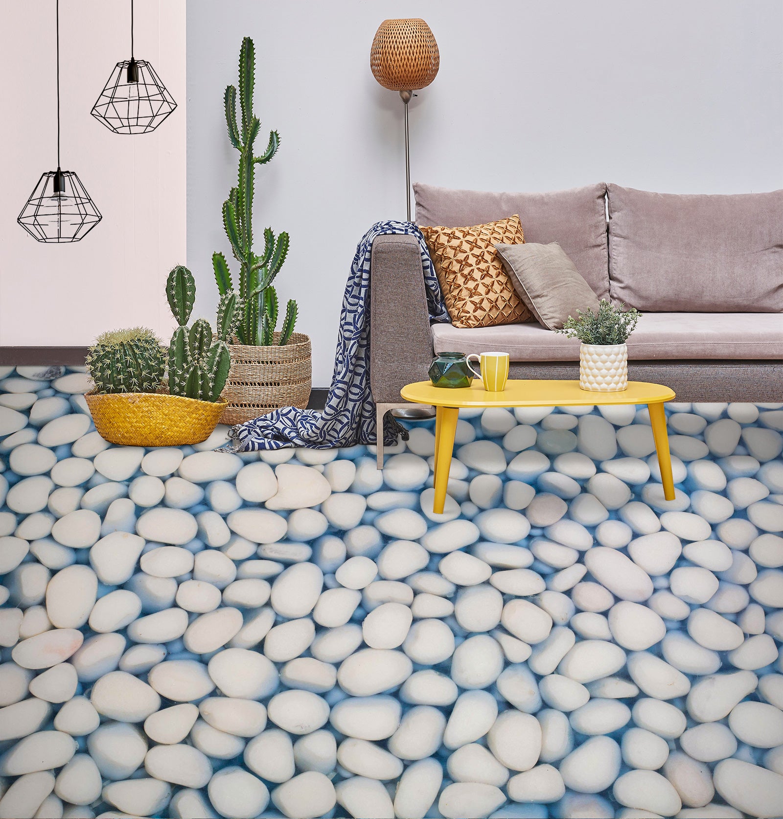 3D Little White Pebbles 091 Floor Mural Wallpaper Murals Rug & Mat Print Epoxy waterproof bath floor